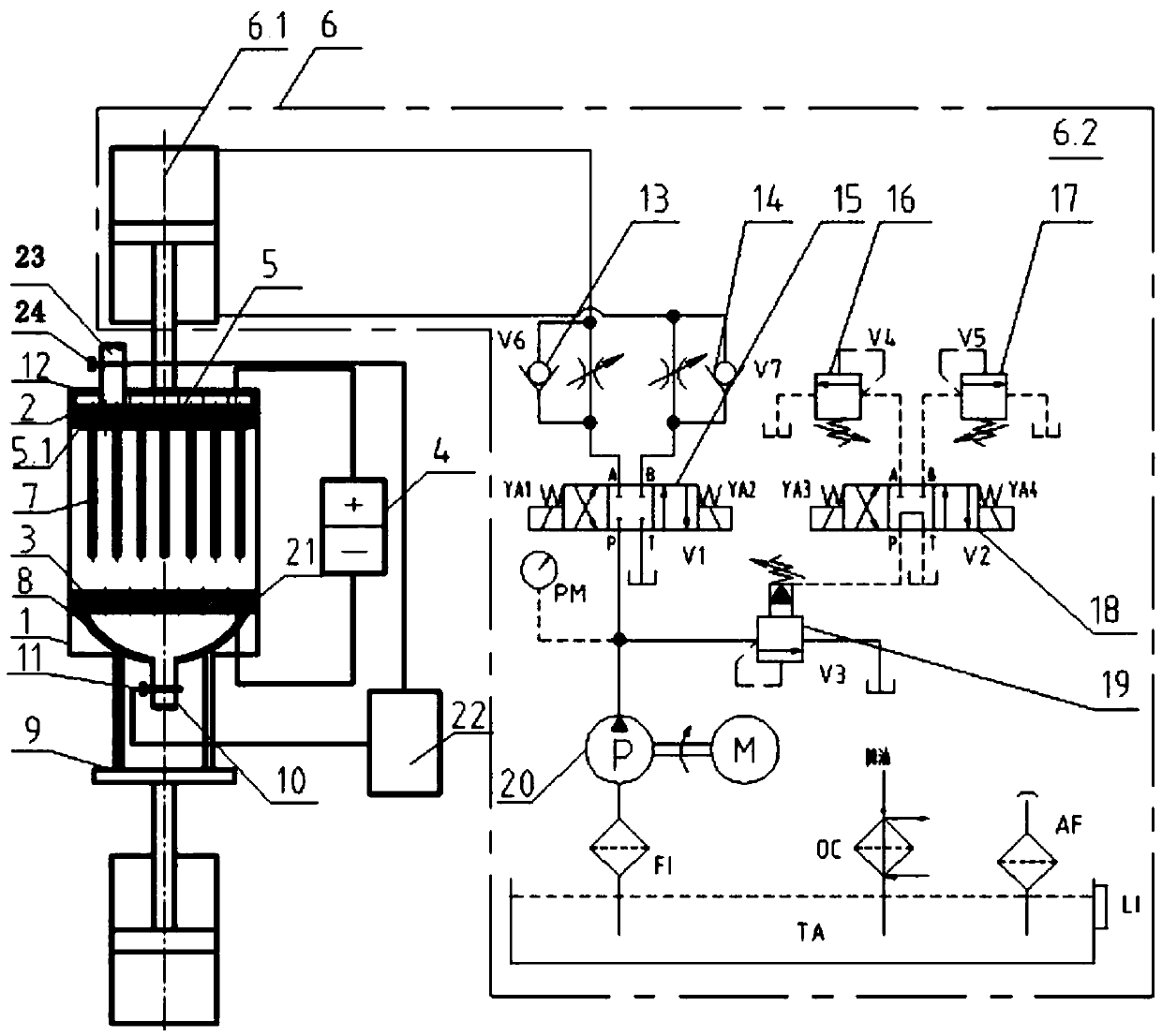 Sewage sludge dewatering device coupled with electroosmotic pressure filtration