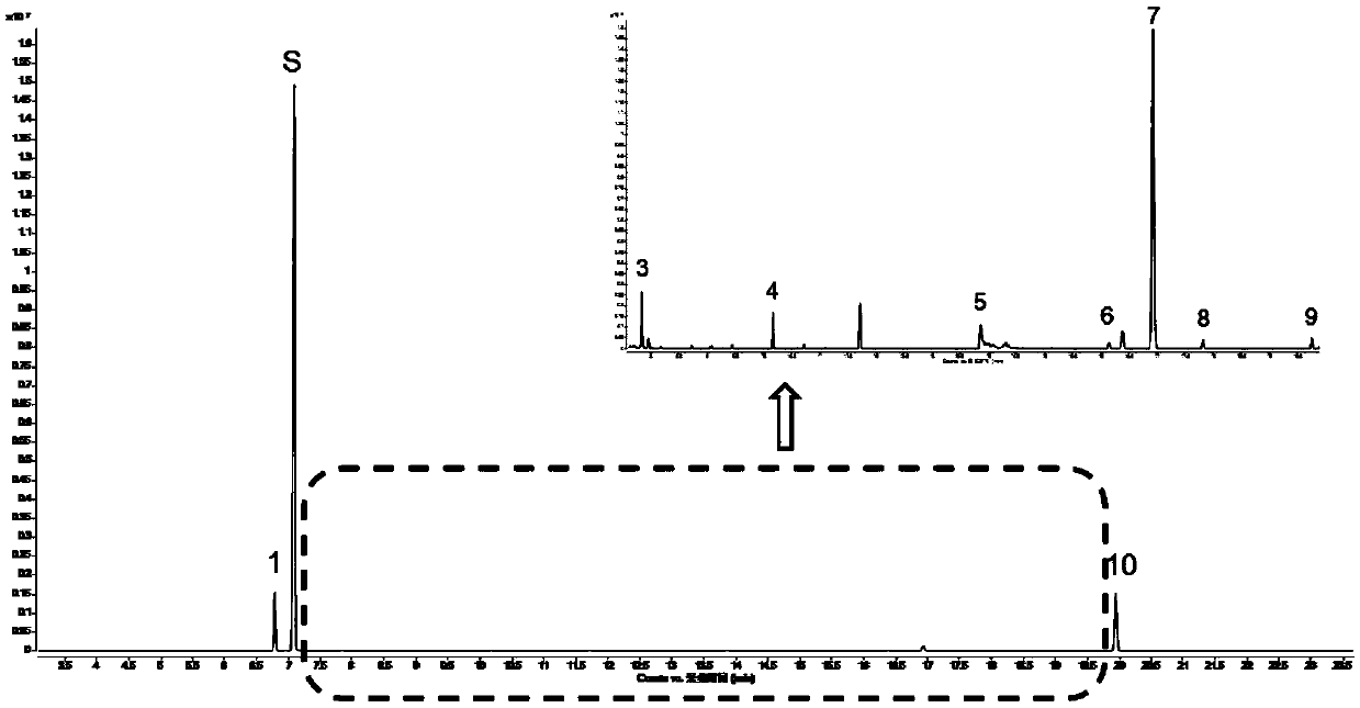 Measuring method for GCMS fingerprint spectrum of Xingnaojing injection and standard fingerprint spectrum thereof