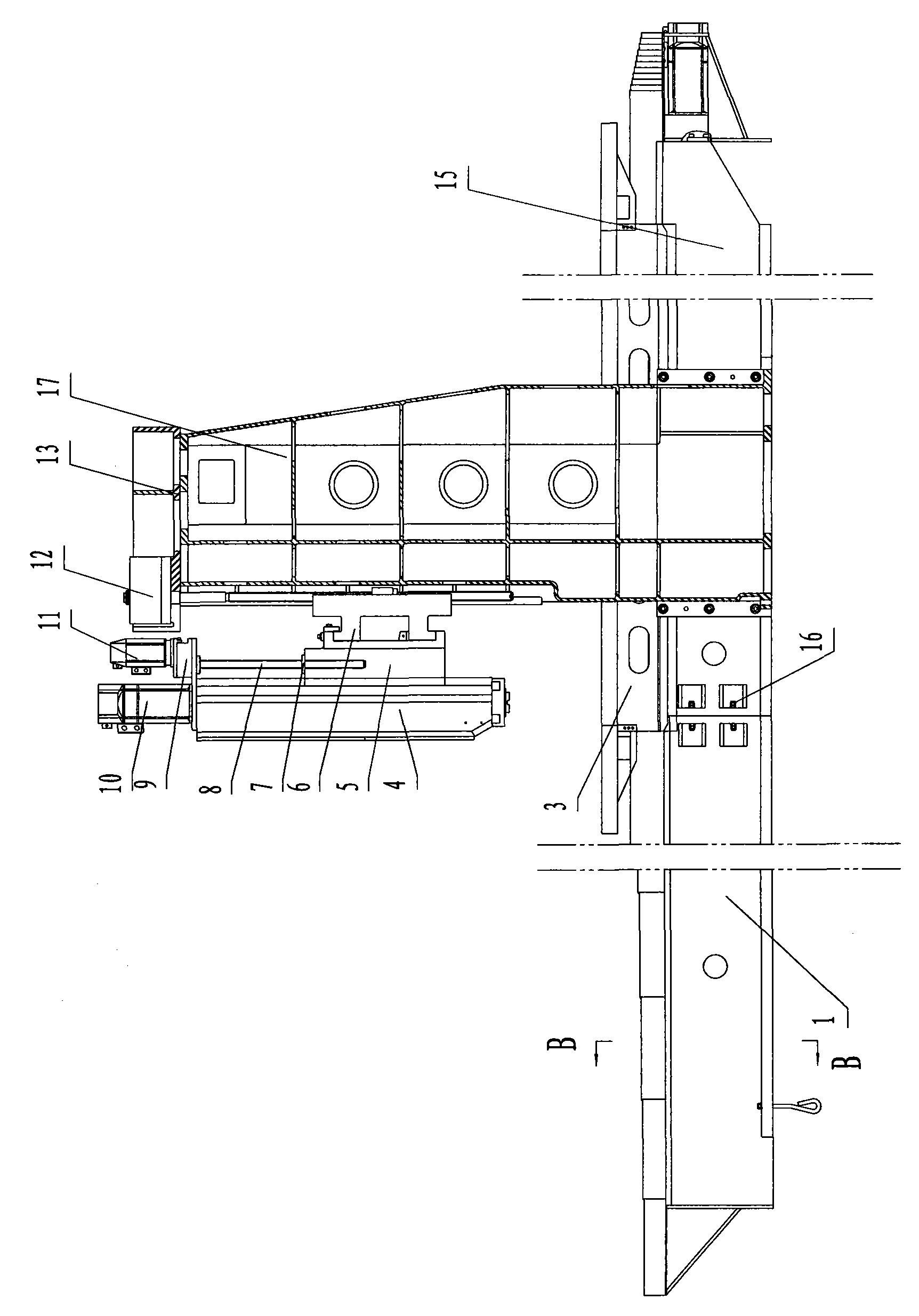 Gantry numerical-control milling and grinding integrated lathe of fixed column and movable beam type