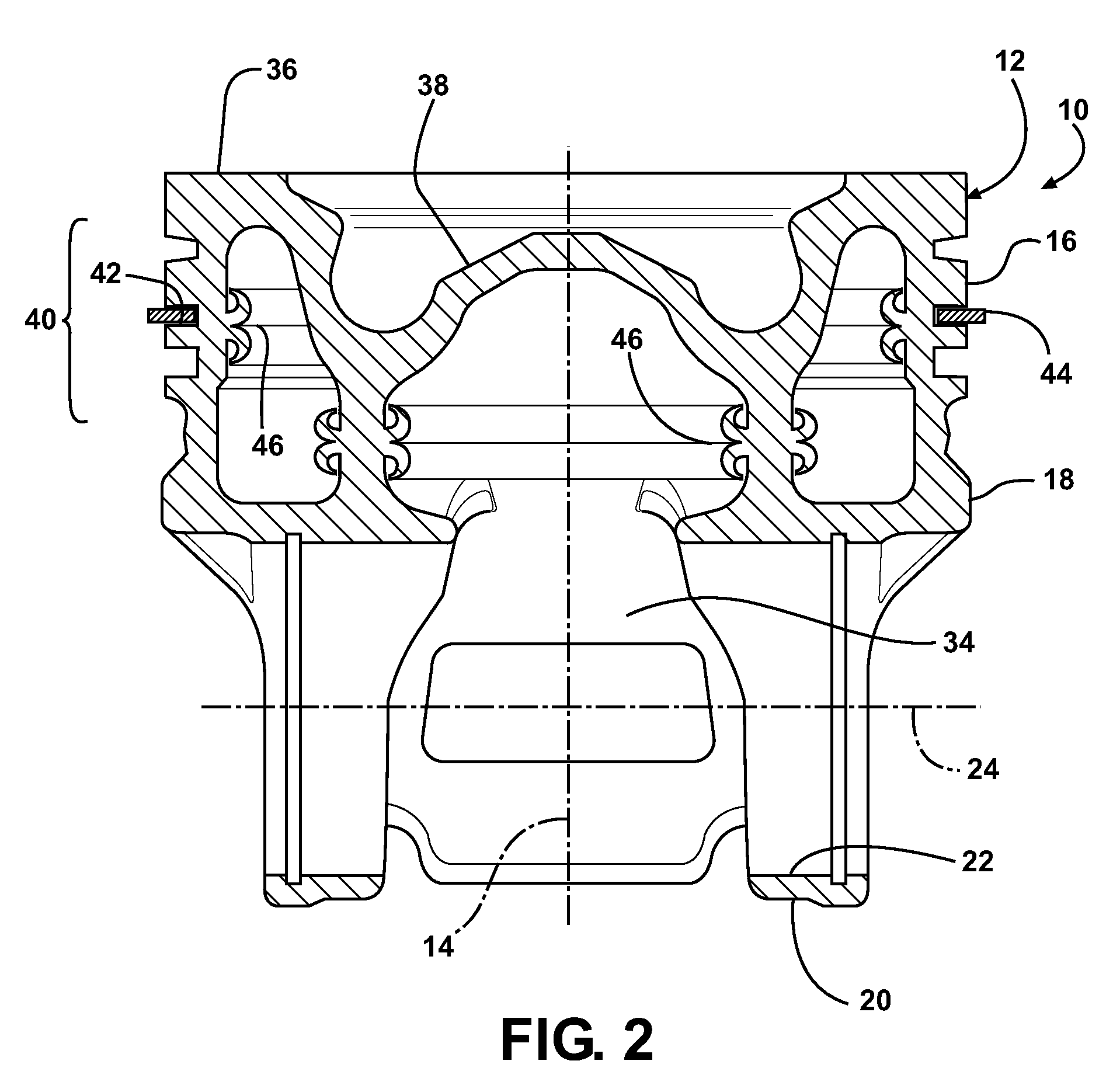 Piston with a skirt having oil flow slots and method of construction thereof