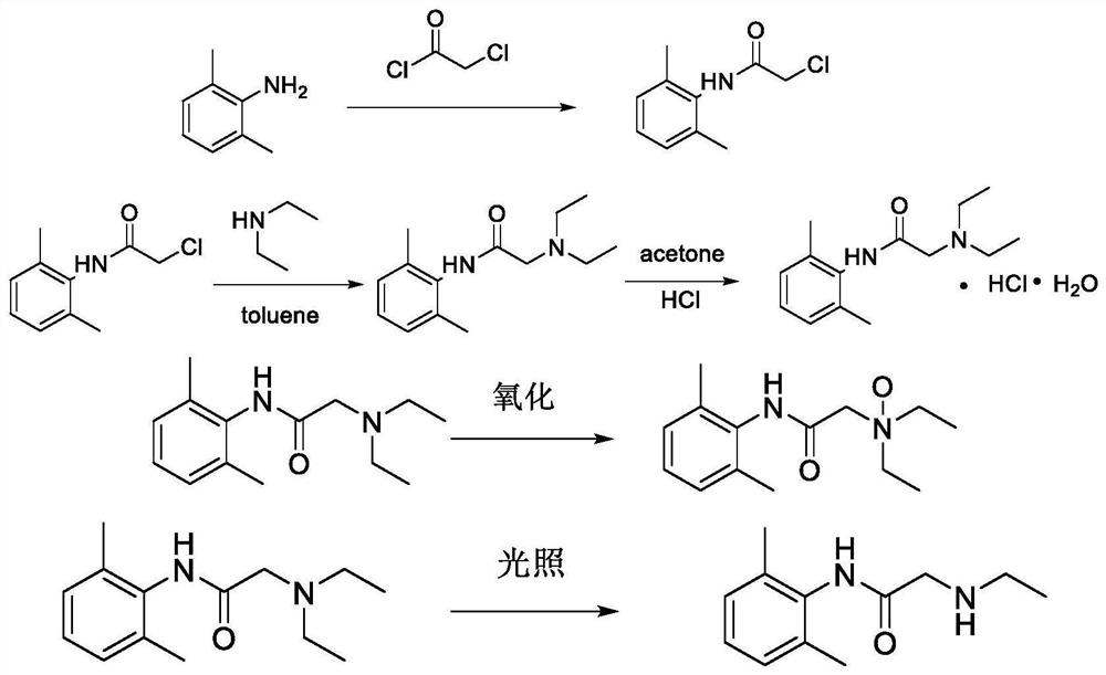 HPLC detection method for degradation impurities in lidocaine hydrochloride and preparation thereof