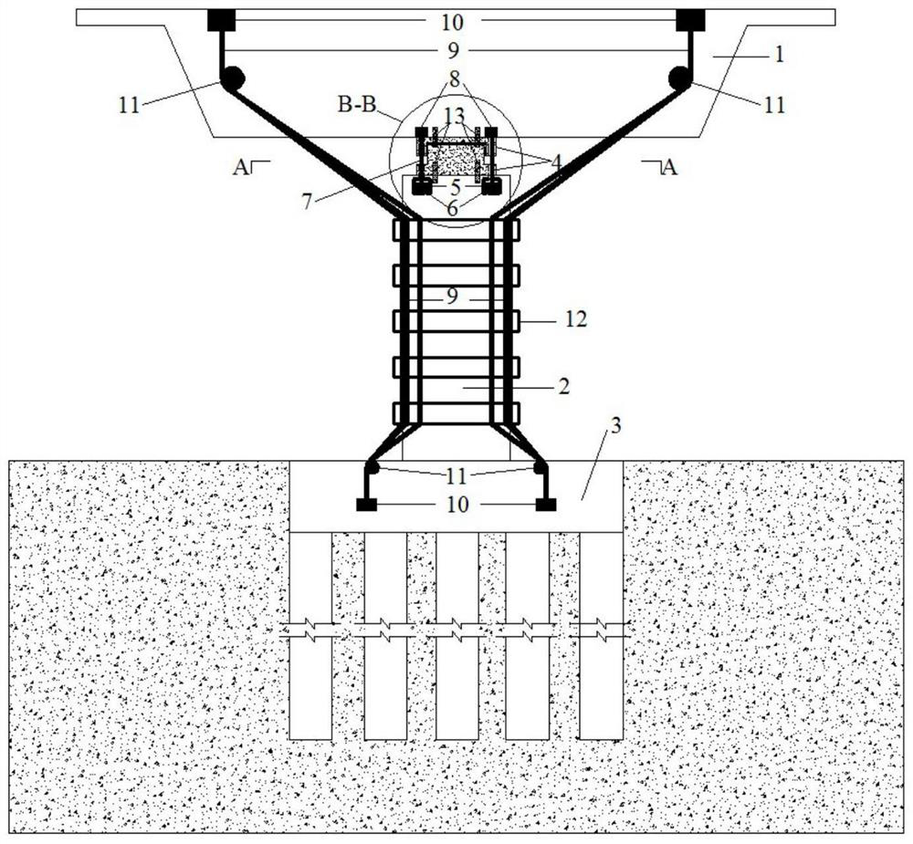 A single-column bridge anti-overturning reinforcement device