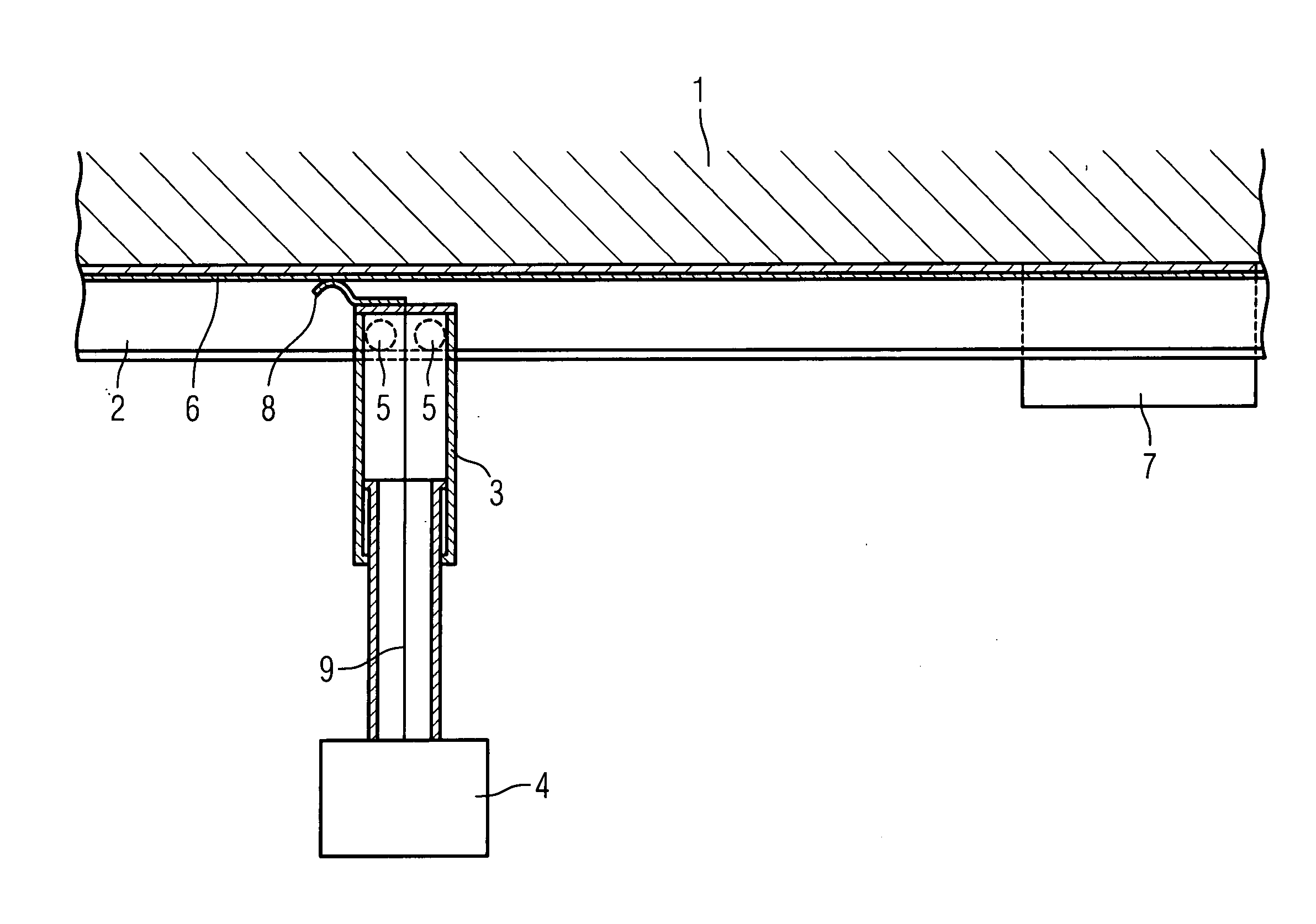 X-ray device with an x-ray source fixed to a ceiling stand