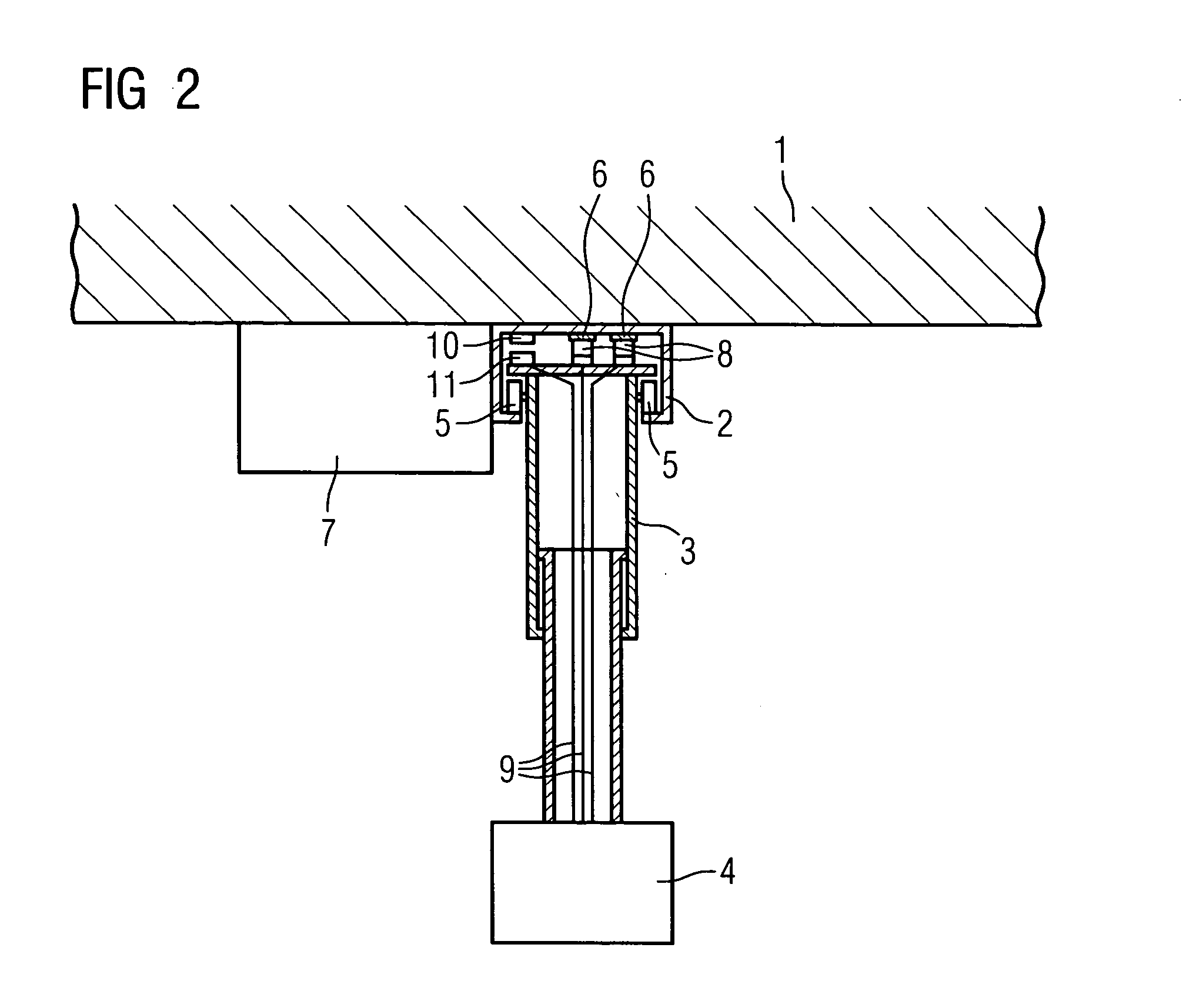 X-ray device with an x-ray source fixed to a ceiling stand