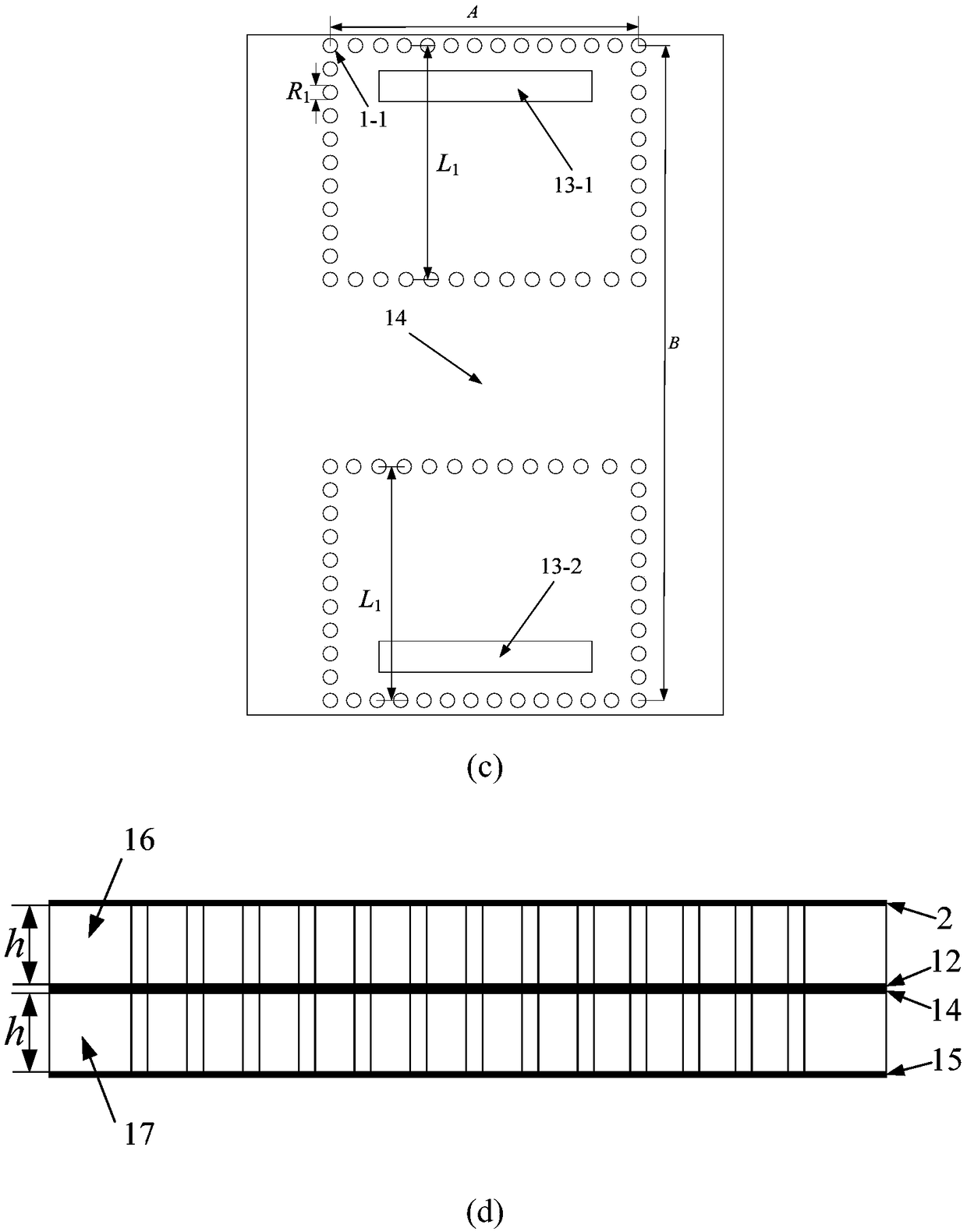 Three-band filter based on SIW structure