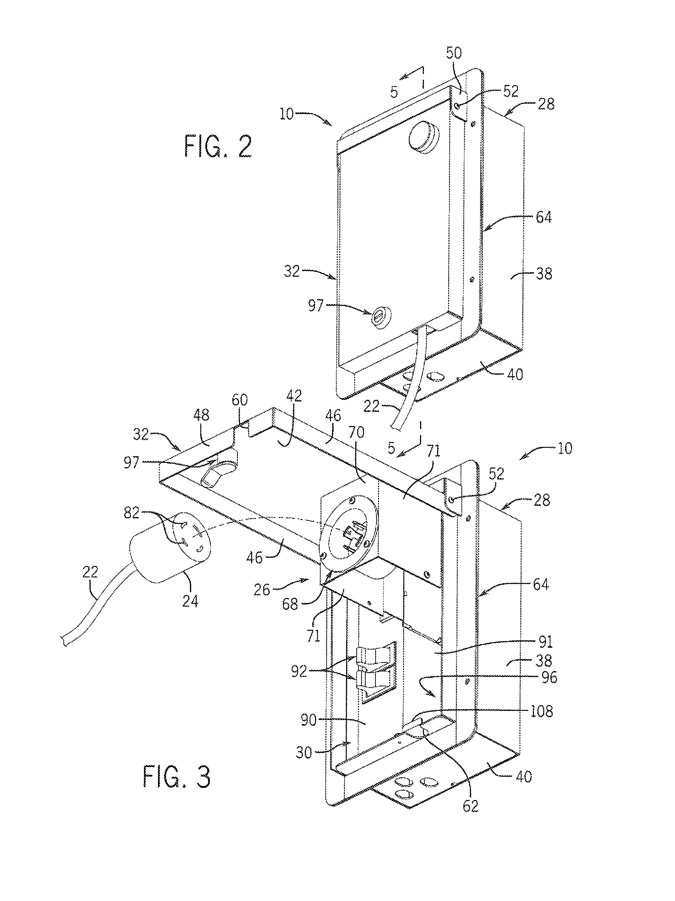 Transfer switch with cover-mounted power inlet