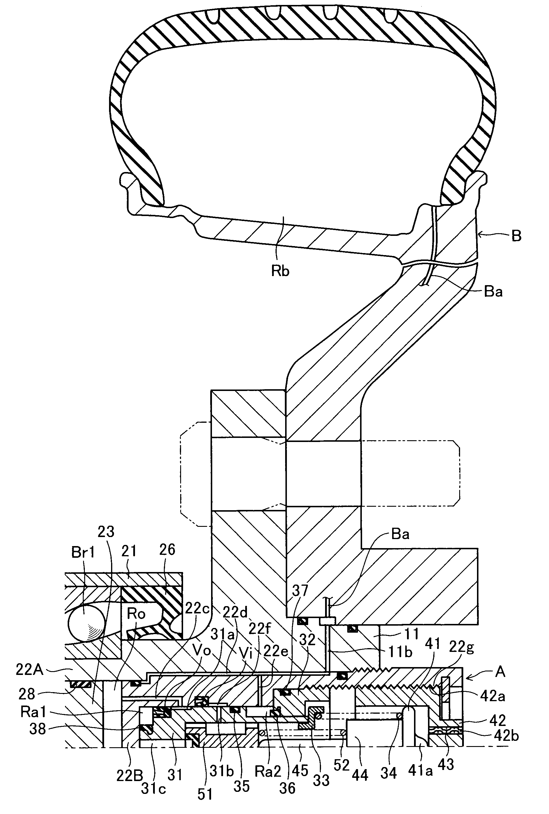 Device for generating tire air pressure