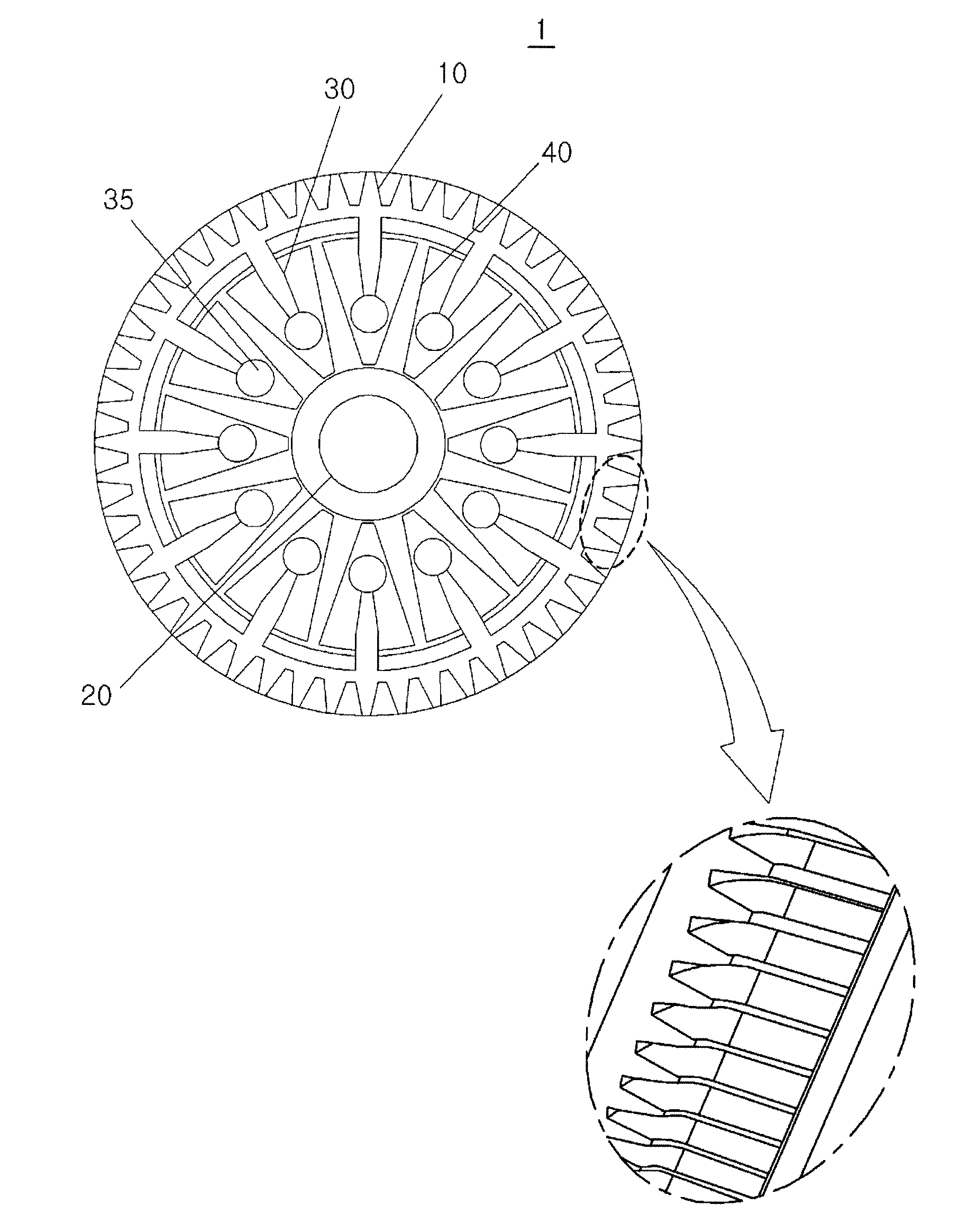 Worm wheel gear for BLDC motor