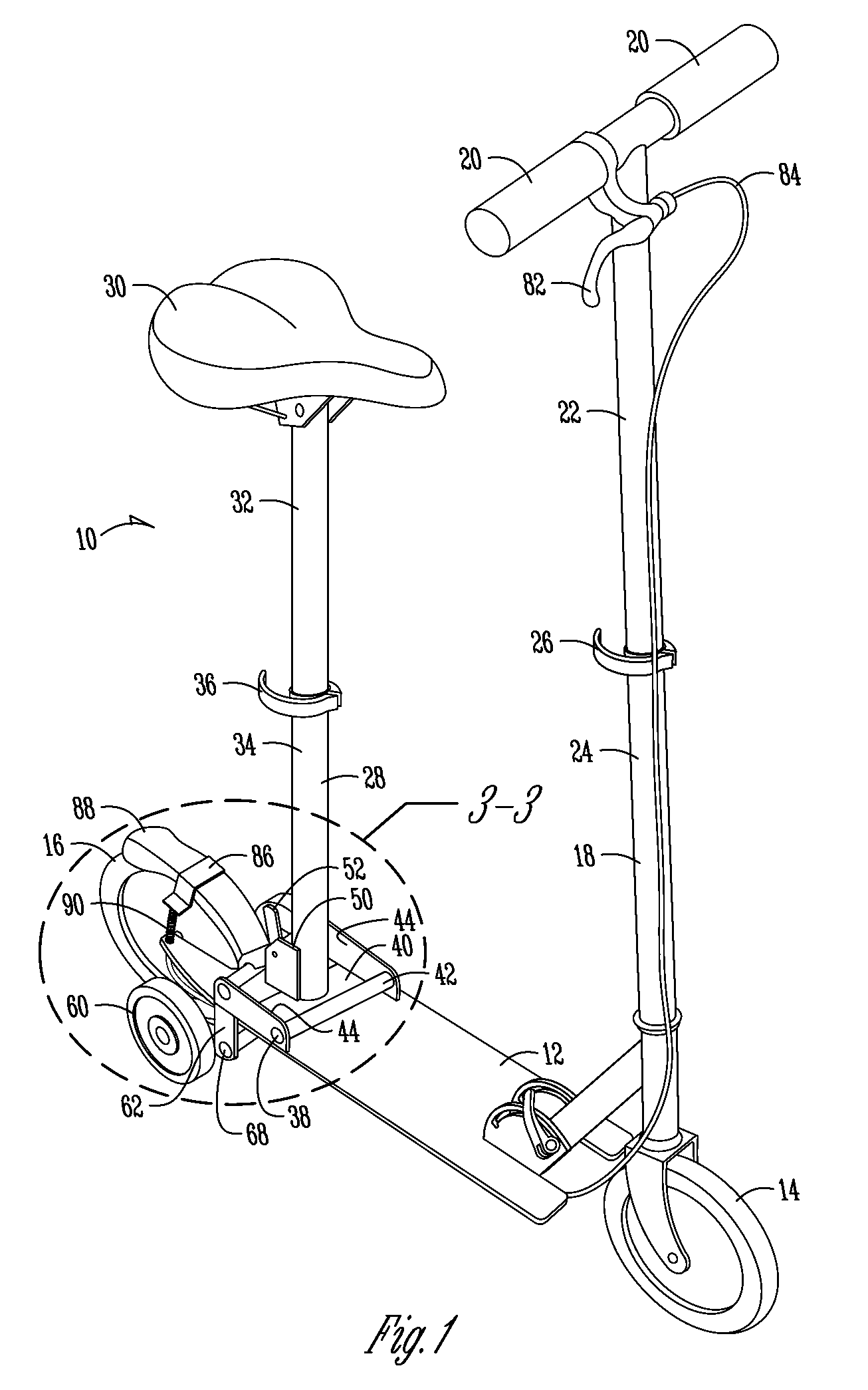 Scooter for seated manual propulsion