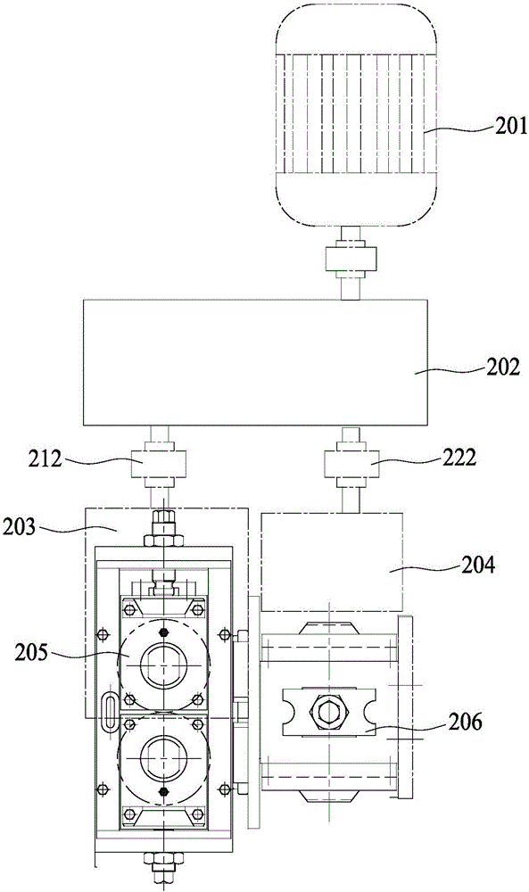 Combined continuous rolling and continuous drawing machine with three sets of double-roller rolling machine and seven die drawing machines