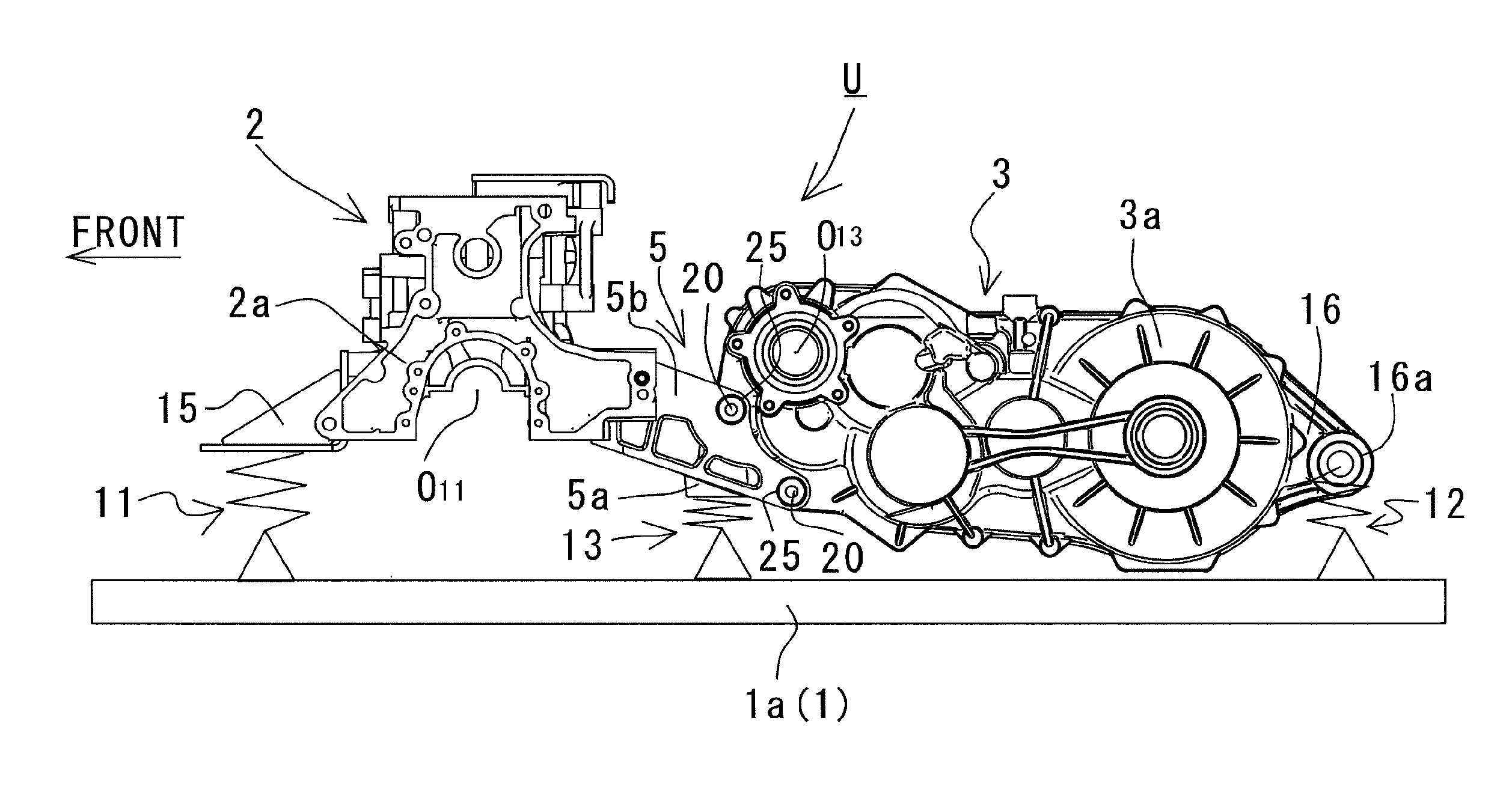 Mounting structure of a power unit for a utility vehicle