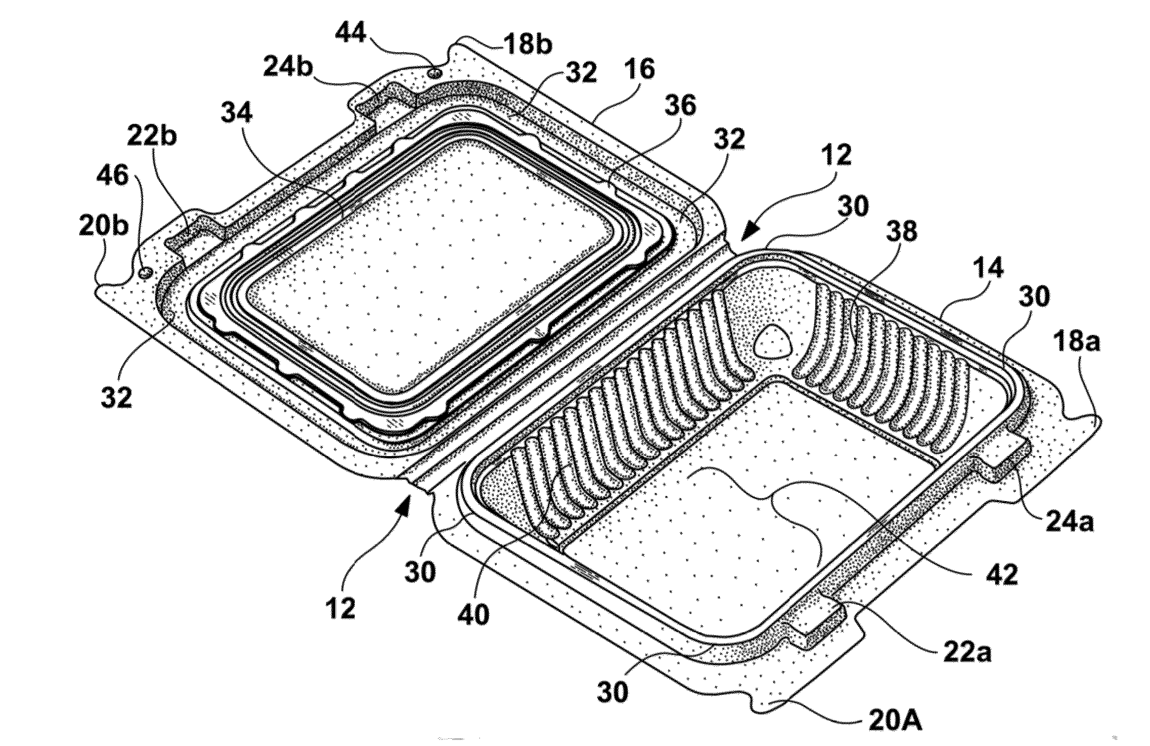 One-Piece Food Container having an Integral Hinge with Latching Mechanisms and a Full Perimeter Seal