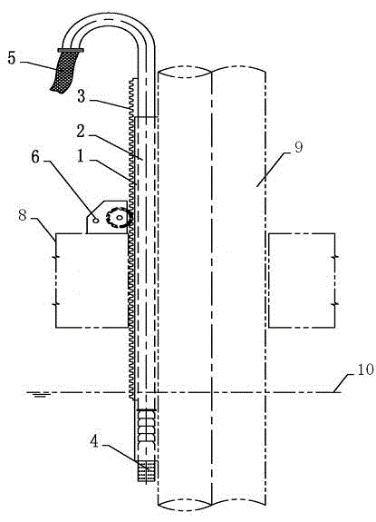 Parasitic seawater pump frame capable of going up and down