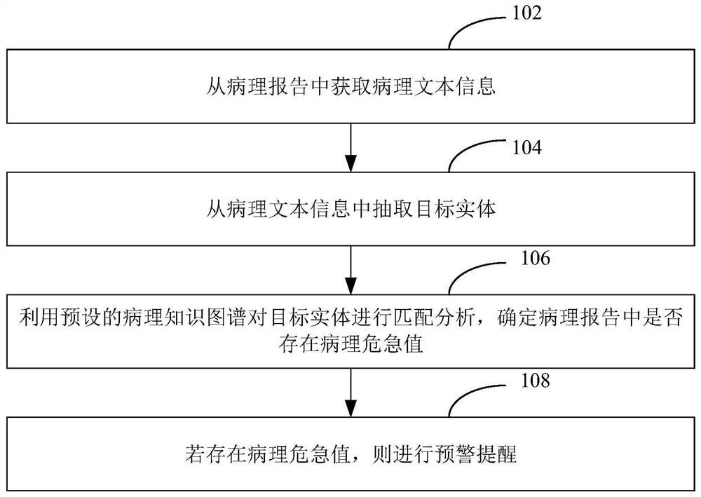 Pathological critical value early warning method based on pathological knowledge graph and related equipment