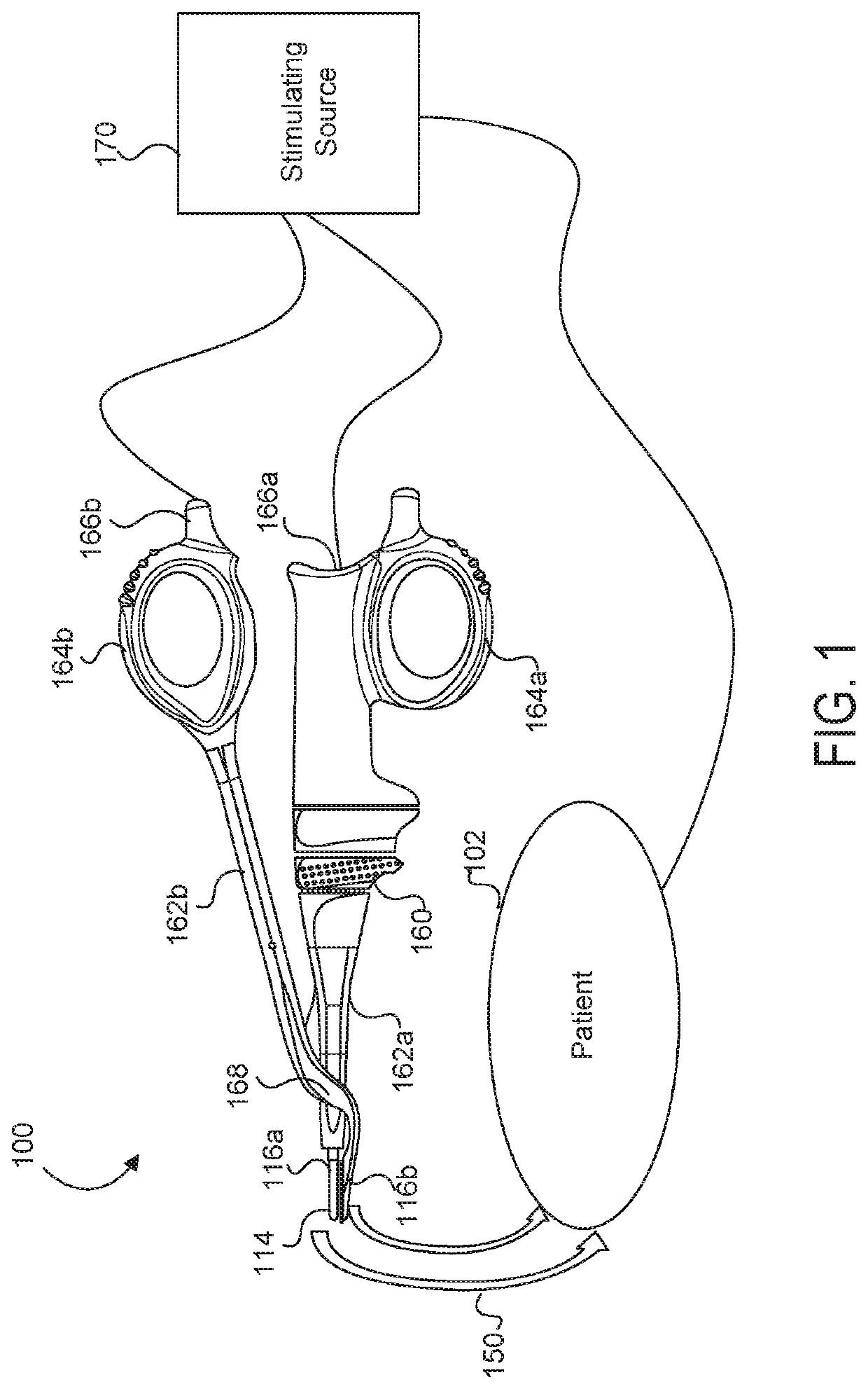 Medical device with a bilateral jaw configuration for nerve stimulation