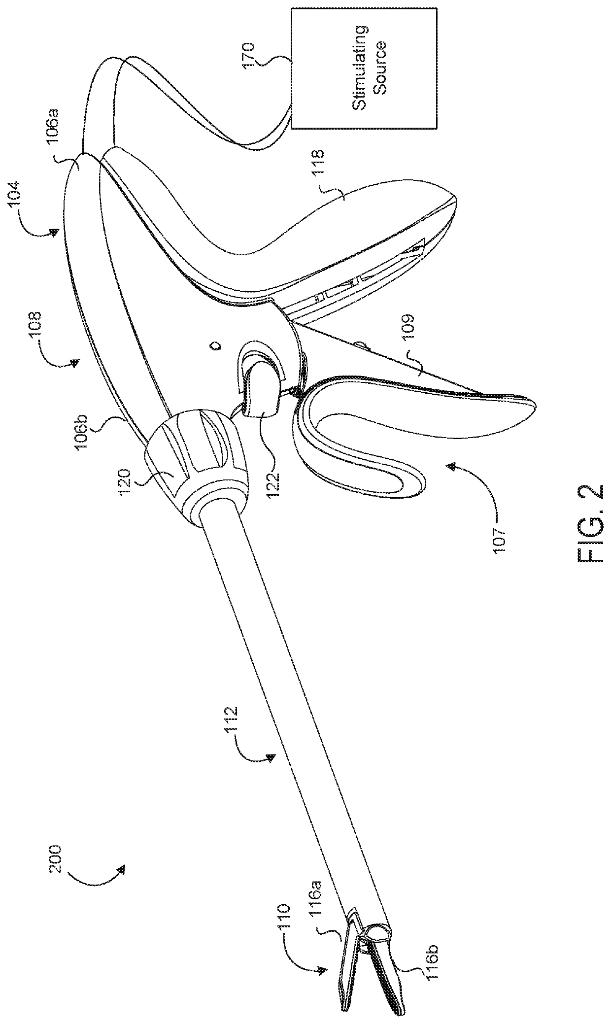 Medical device with a bilateral jaw configuration for nerve stimulation