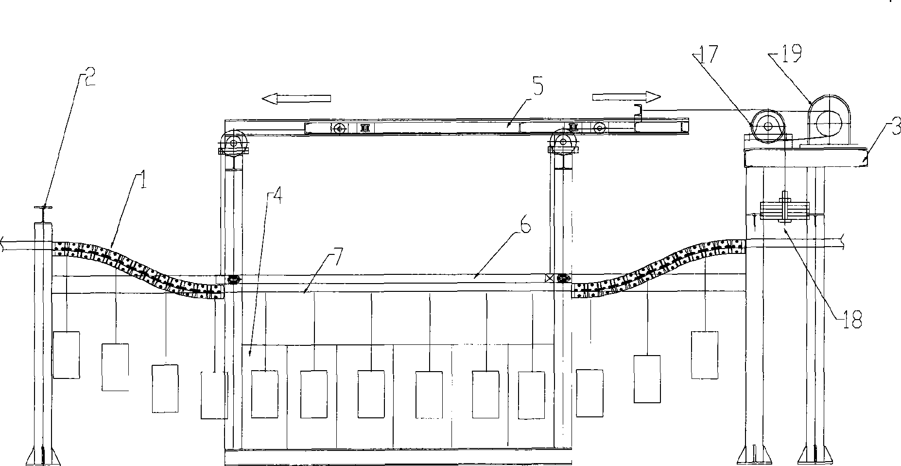 Flexible marching type continuous conveying system