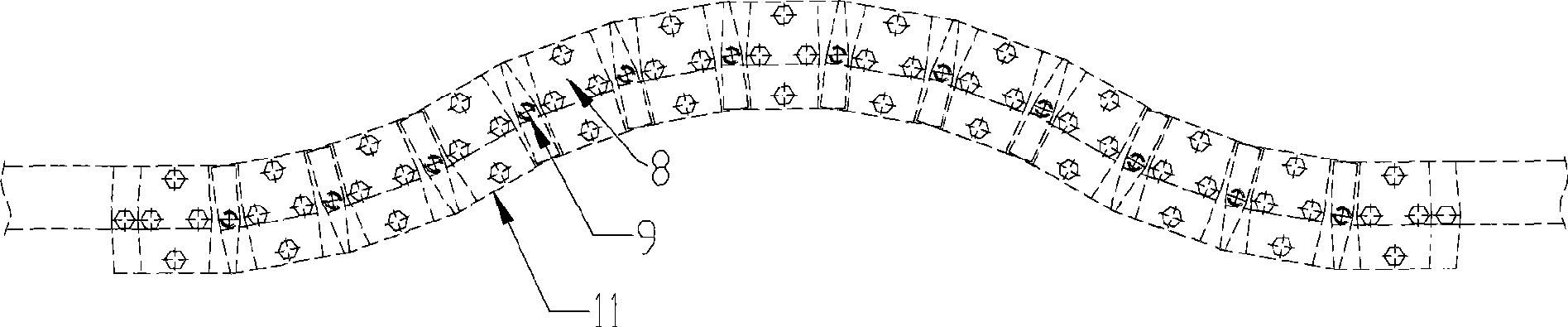 Flexible marching type continuous conveying system