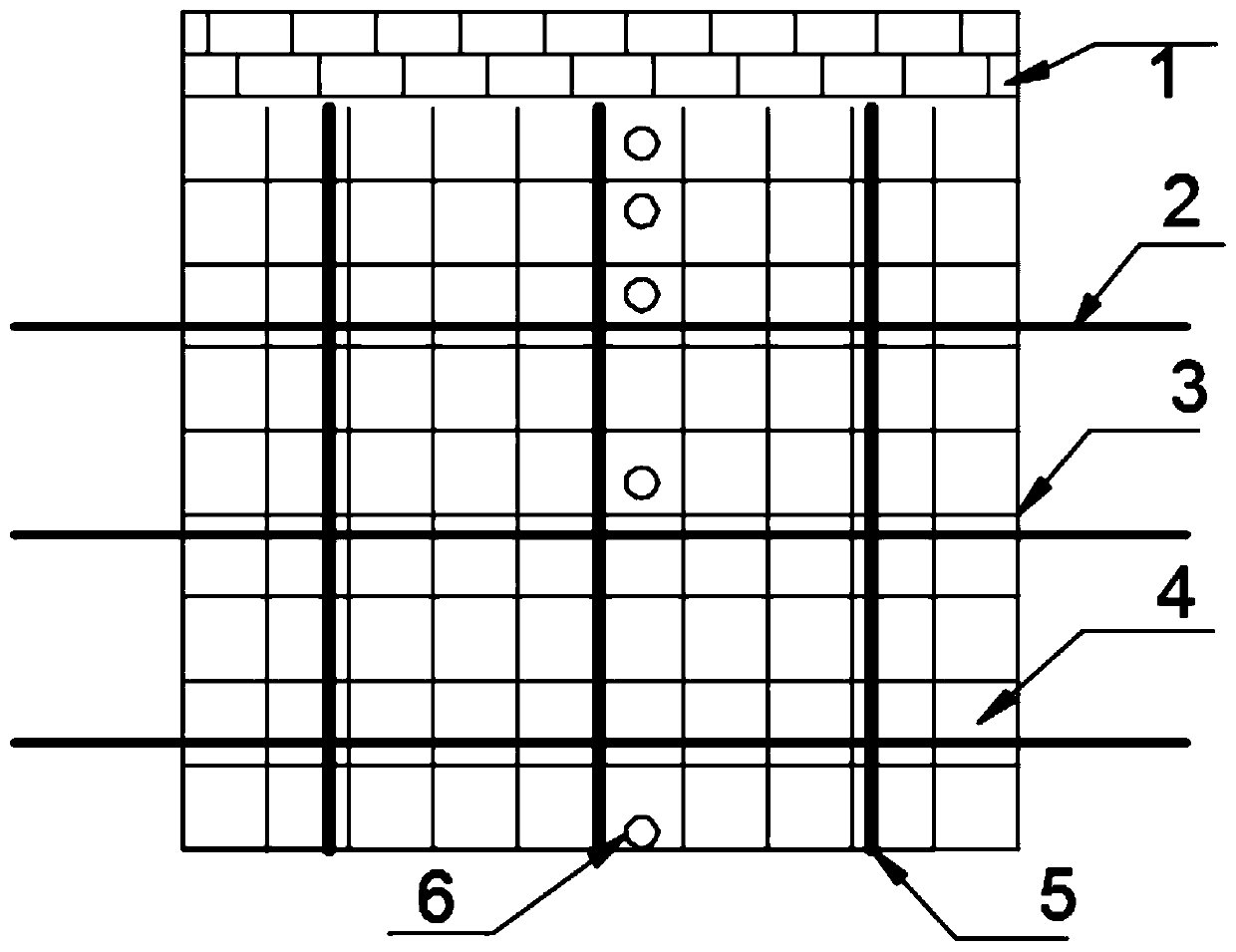 Inlet type cementing filling blocking wall and construction method thereof