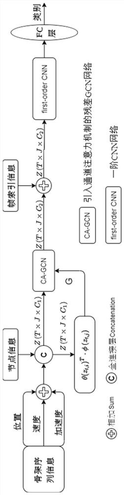 Lightweight graph convolution human skeleton action recognition method based on channel attention