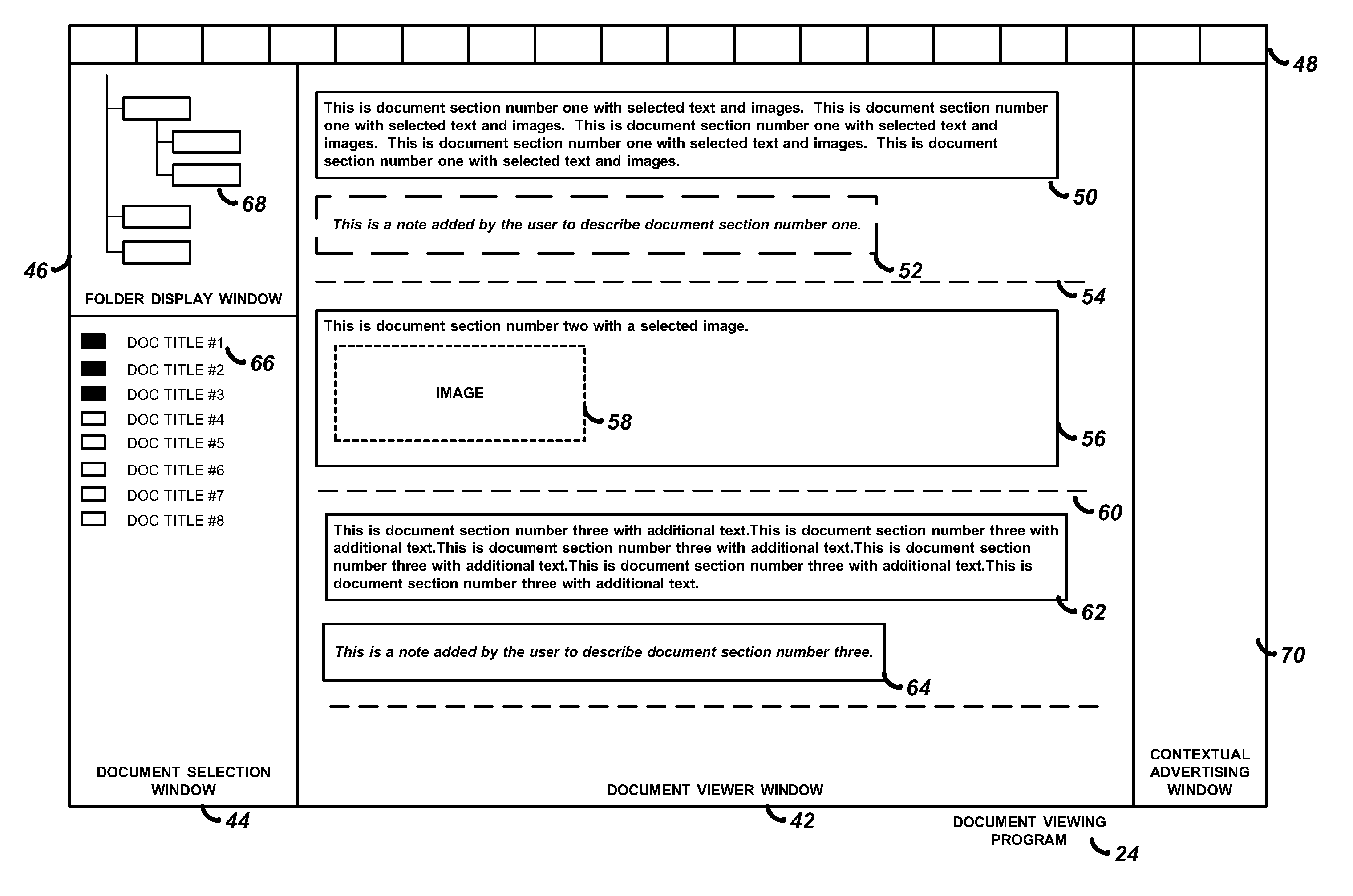 Method and apparatus for automatically storing and retrieving selected document sections and user-generated notes