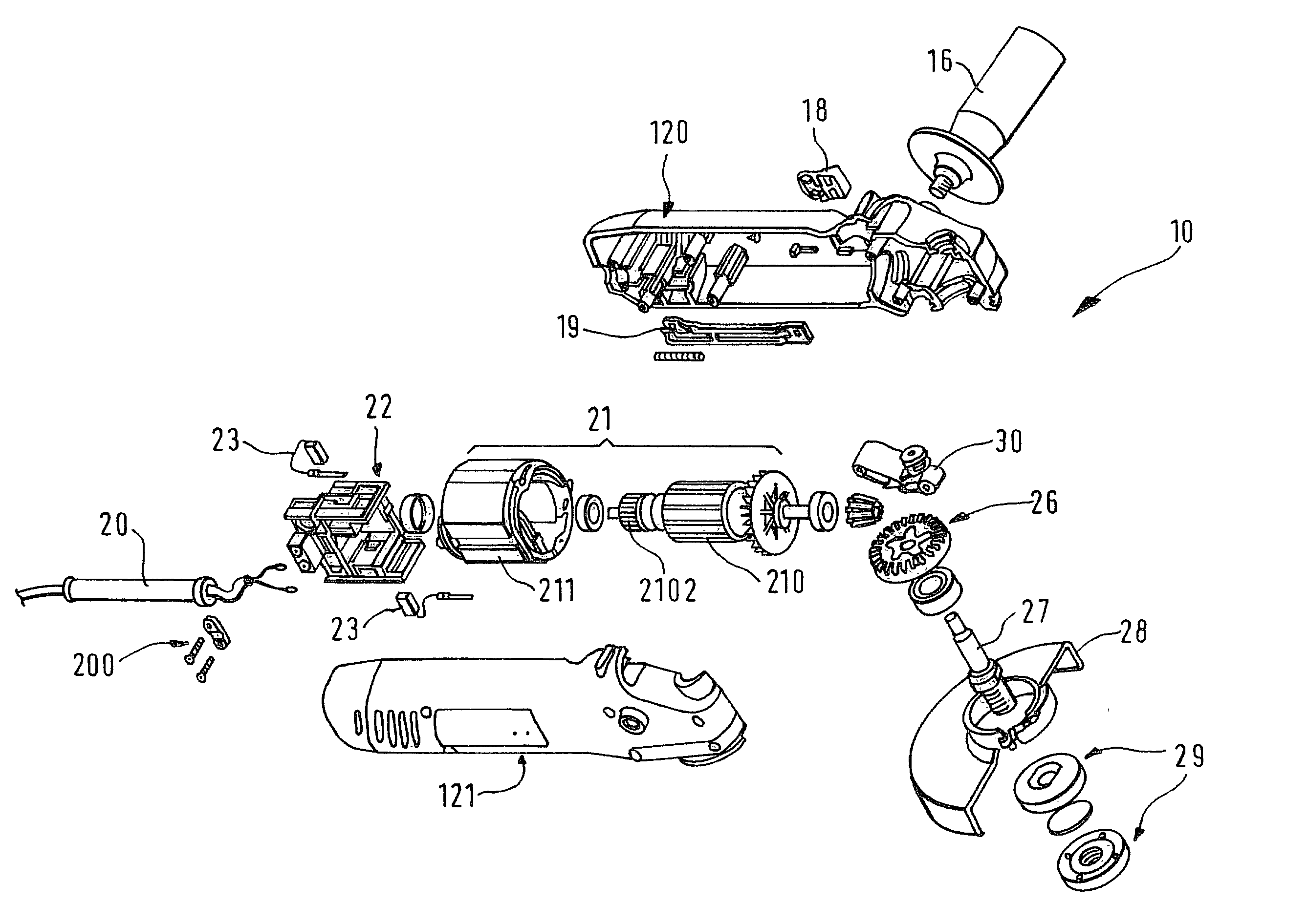 Angle grinder with electric drive