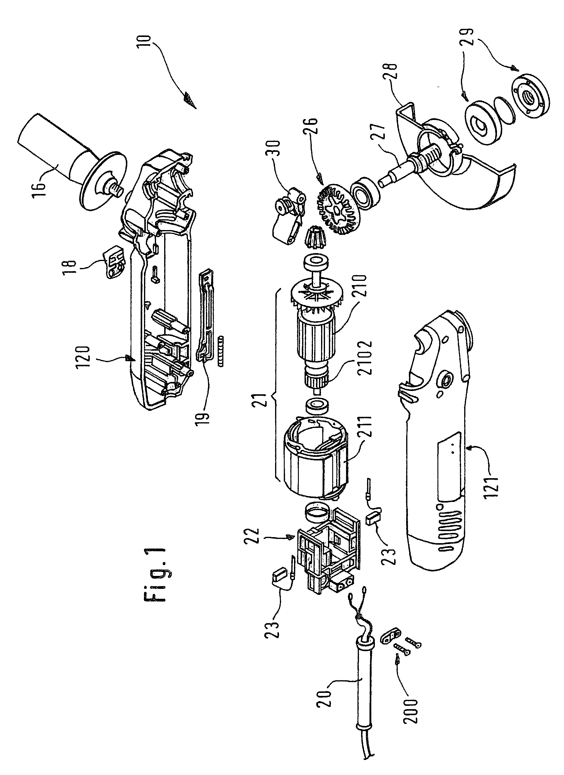 Angle grinder with electric drive