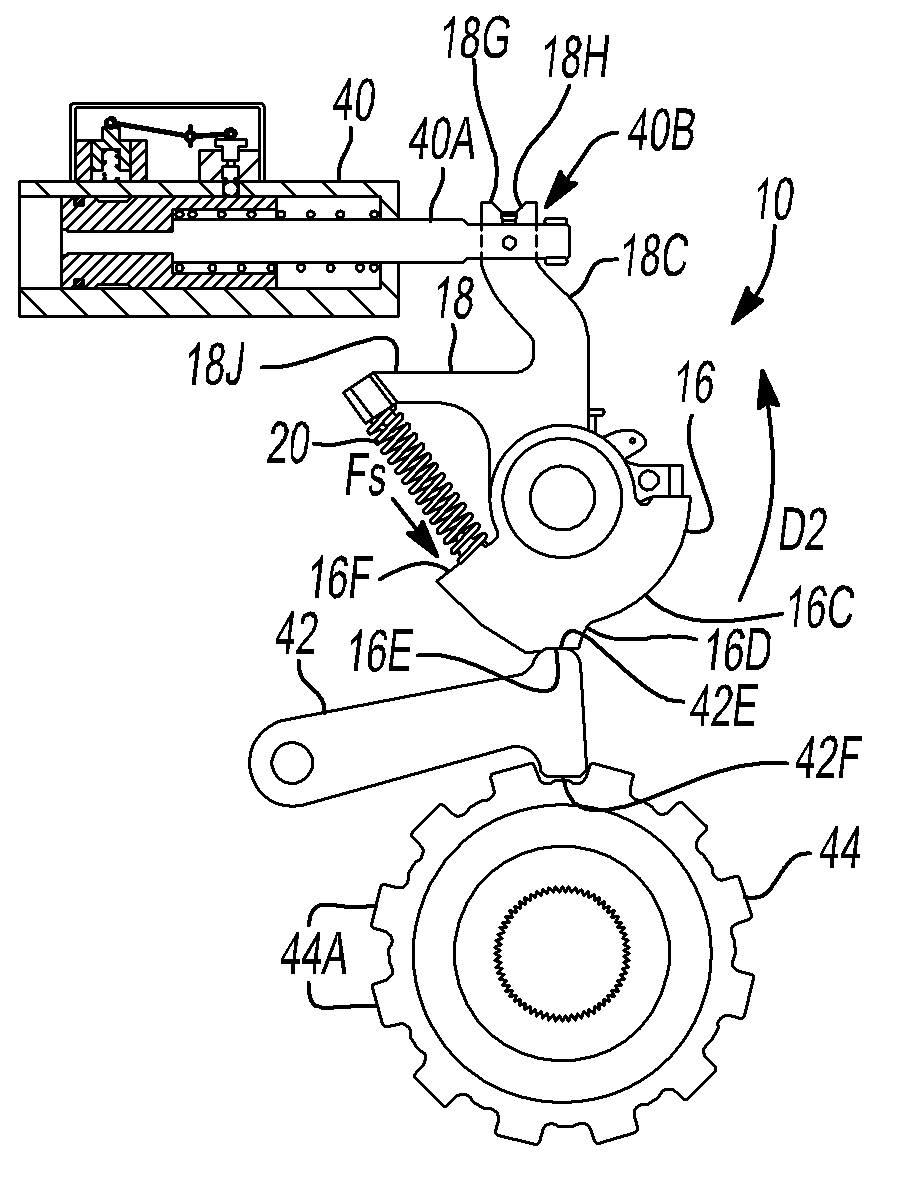 Transmission parking pawl actuation assembly