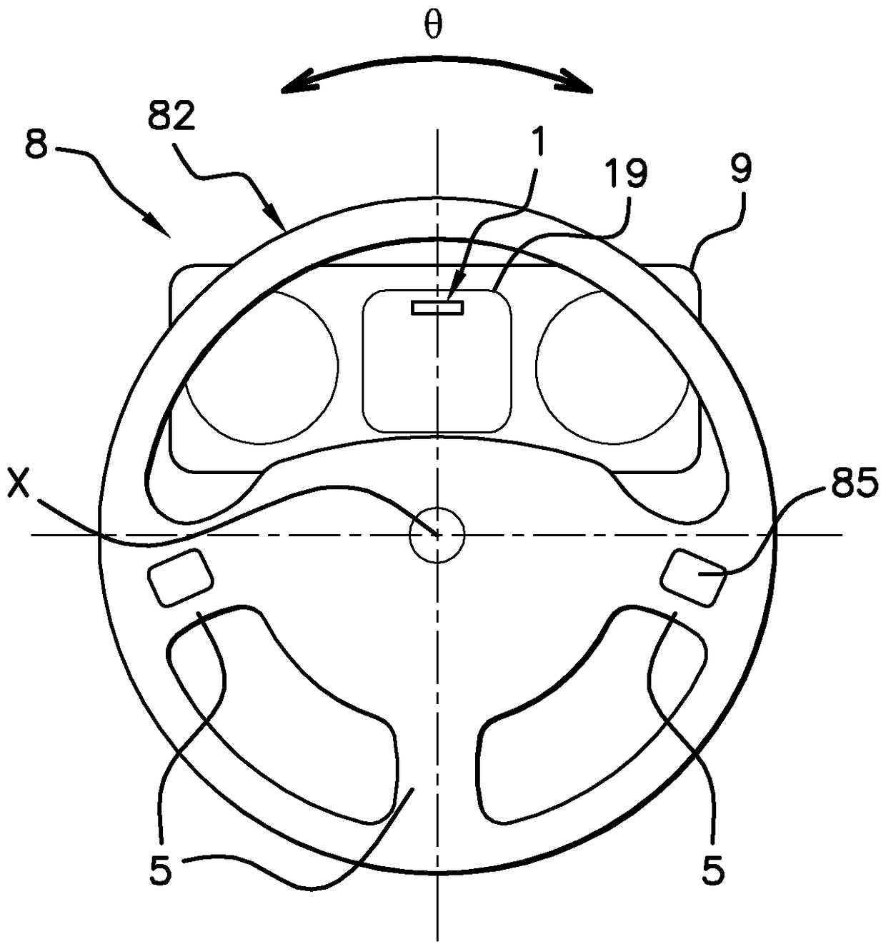 Optical detection of the position of the steering wheel