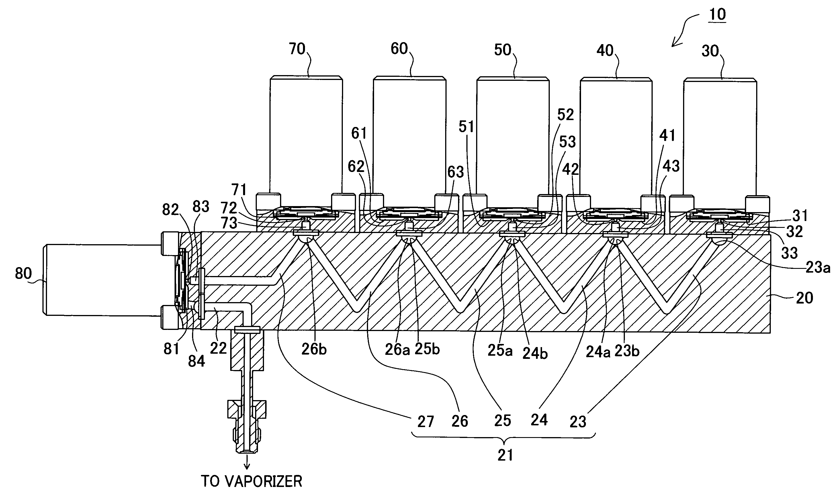 Liquid raw material supply unit for vaporizer