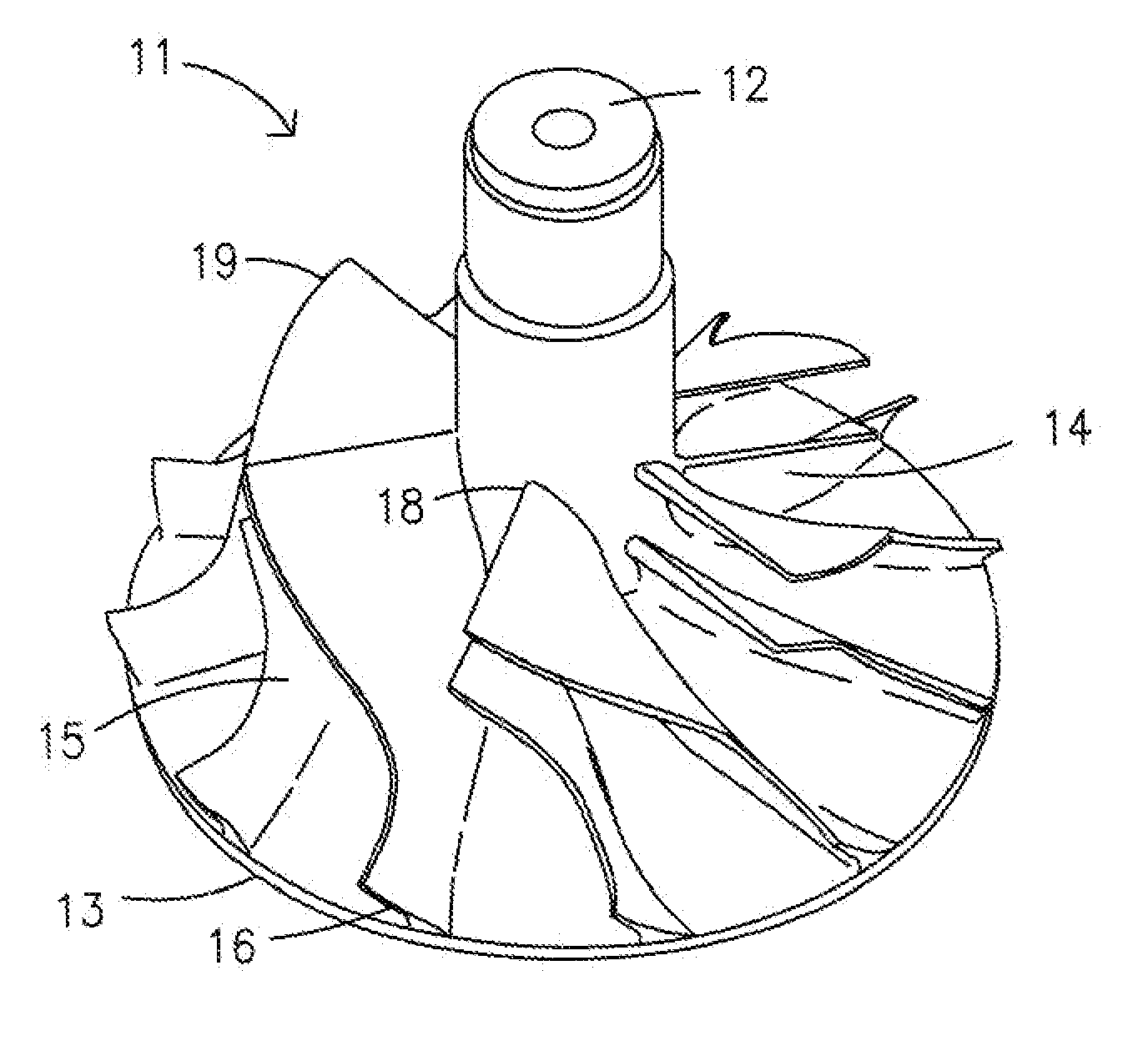 Turbocharger including cast titanium compressor wheel