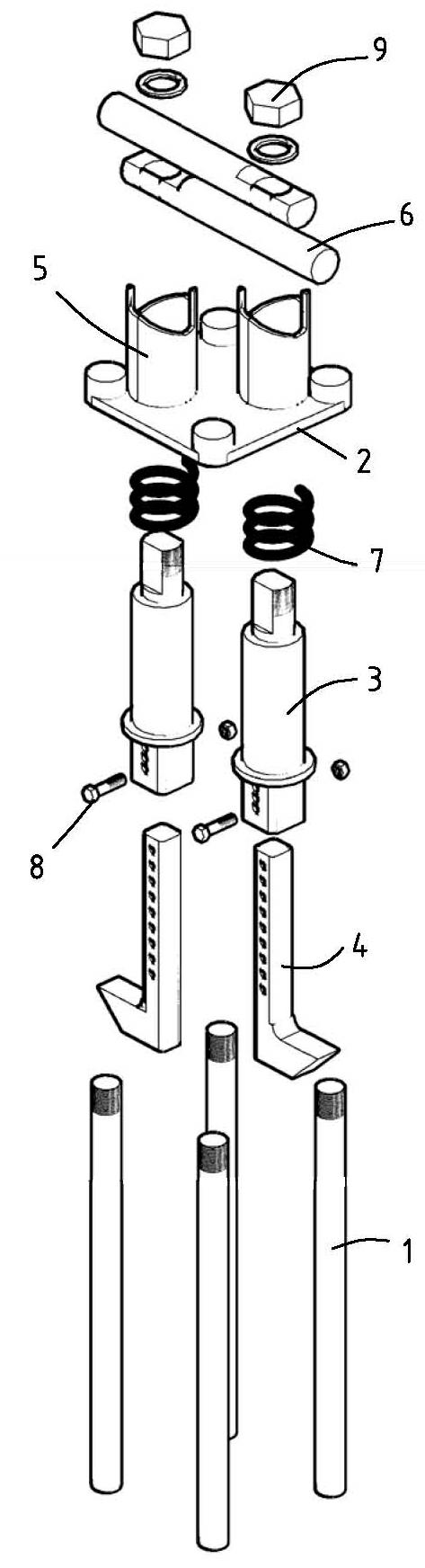 Reusable concrete floor steel bar pre-supporting device