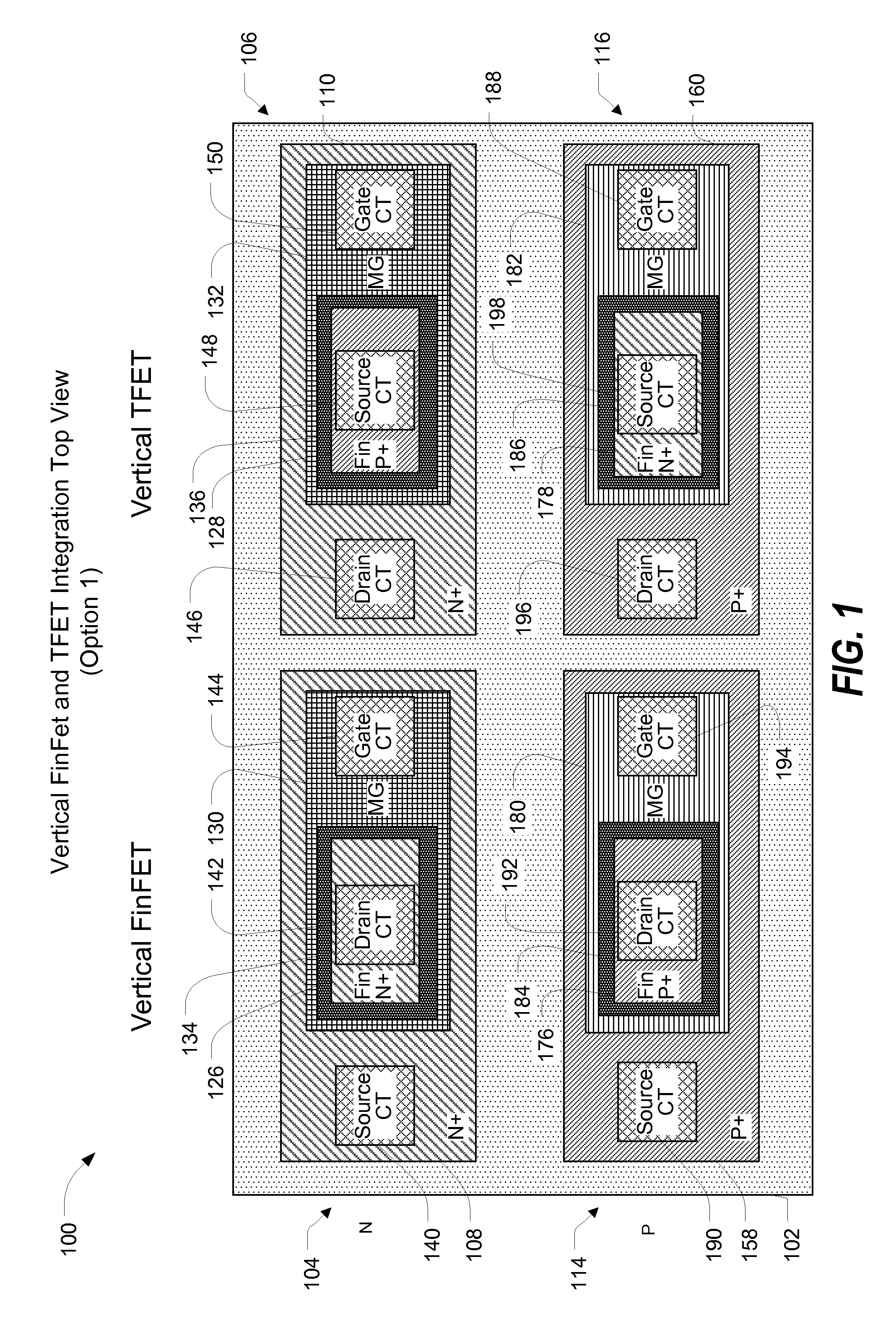 Complementary metal-oxide semiconductor (CMOS) transistor and tunnel field-effect transistor (TFET) on a single substrate