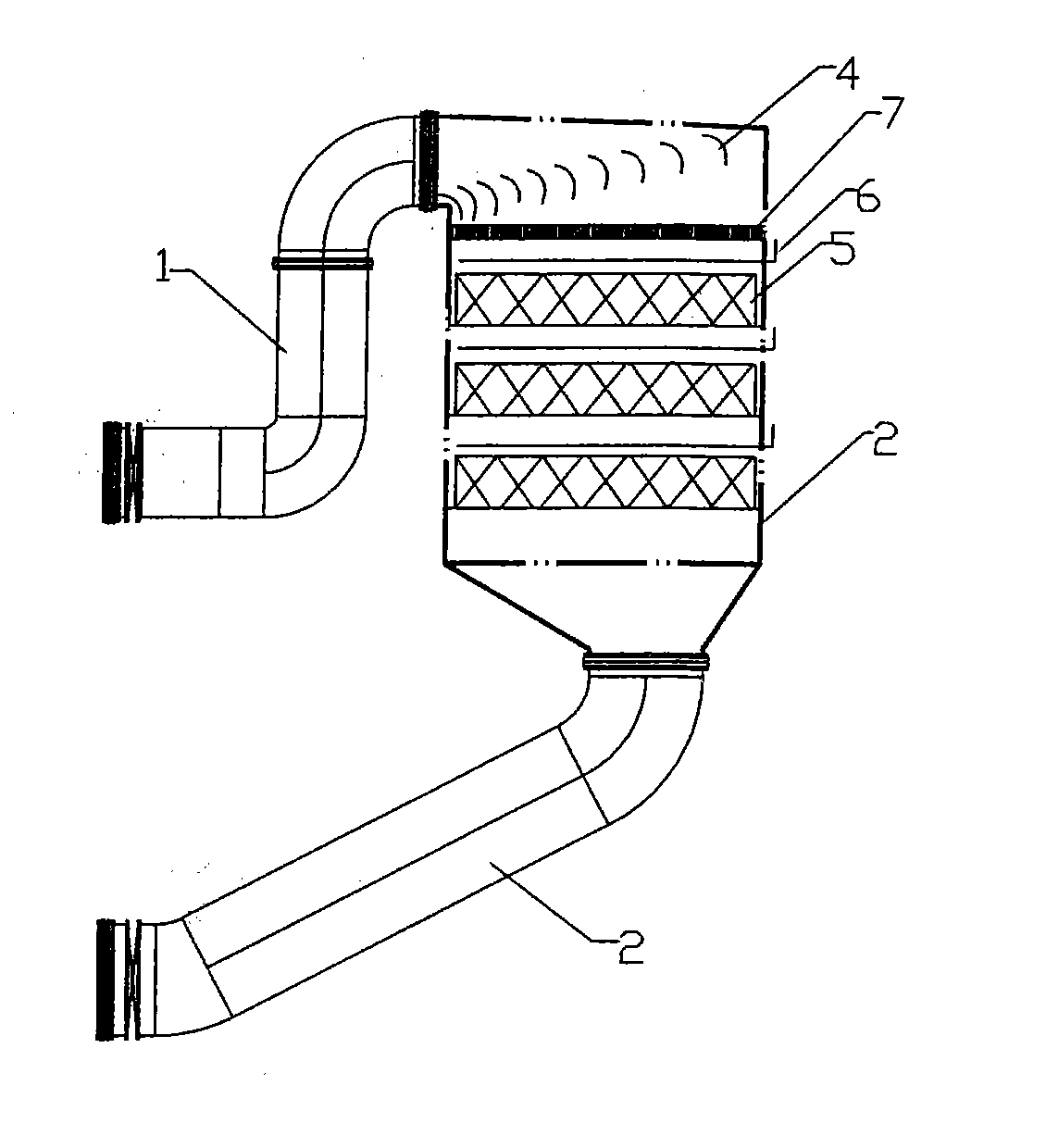 Denitration system in favor of blowing deposited ash and catalyst arrangement method of denitration system