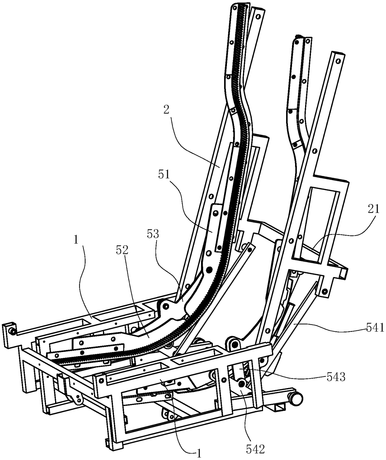 Massage armchair frame structure