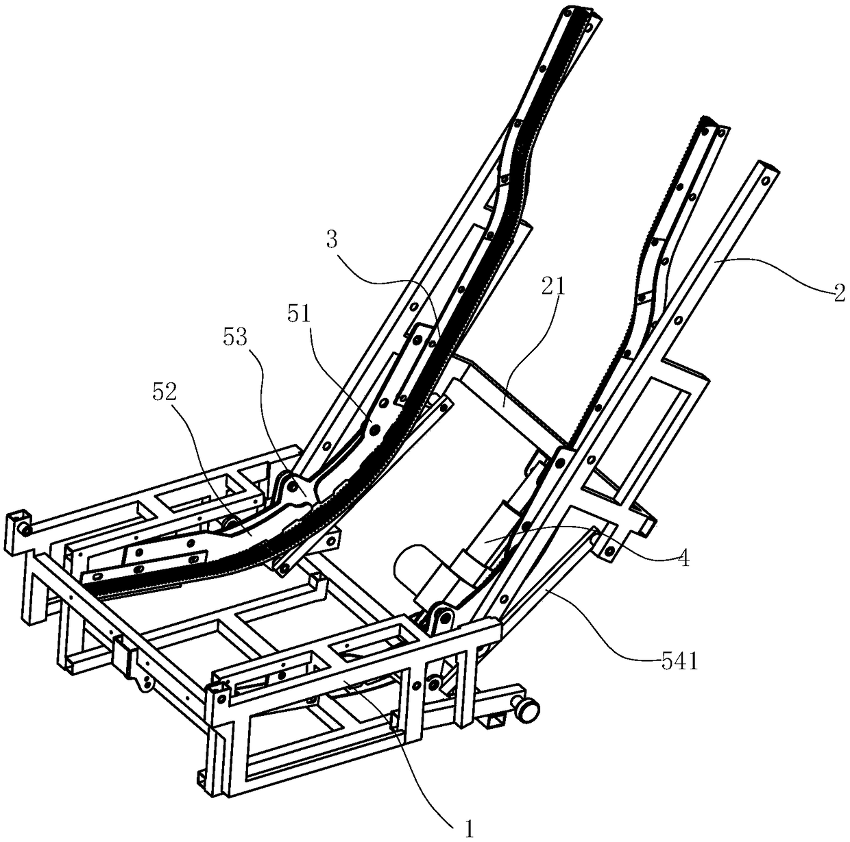 Massage armchair frame structure