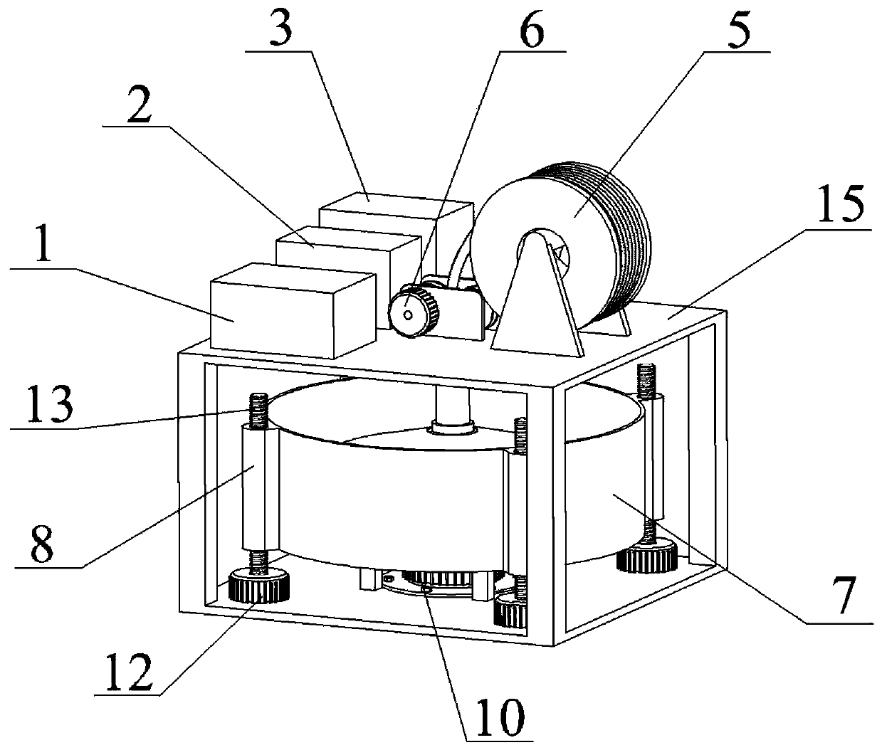 A centrifugal melt electrospinning device