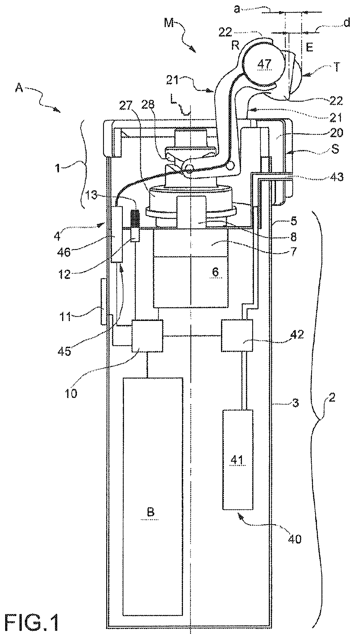 Massage device with massage head equipped with tapping finger