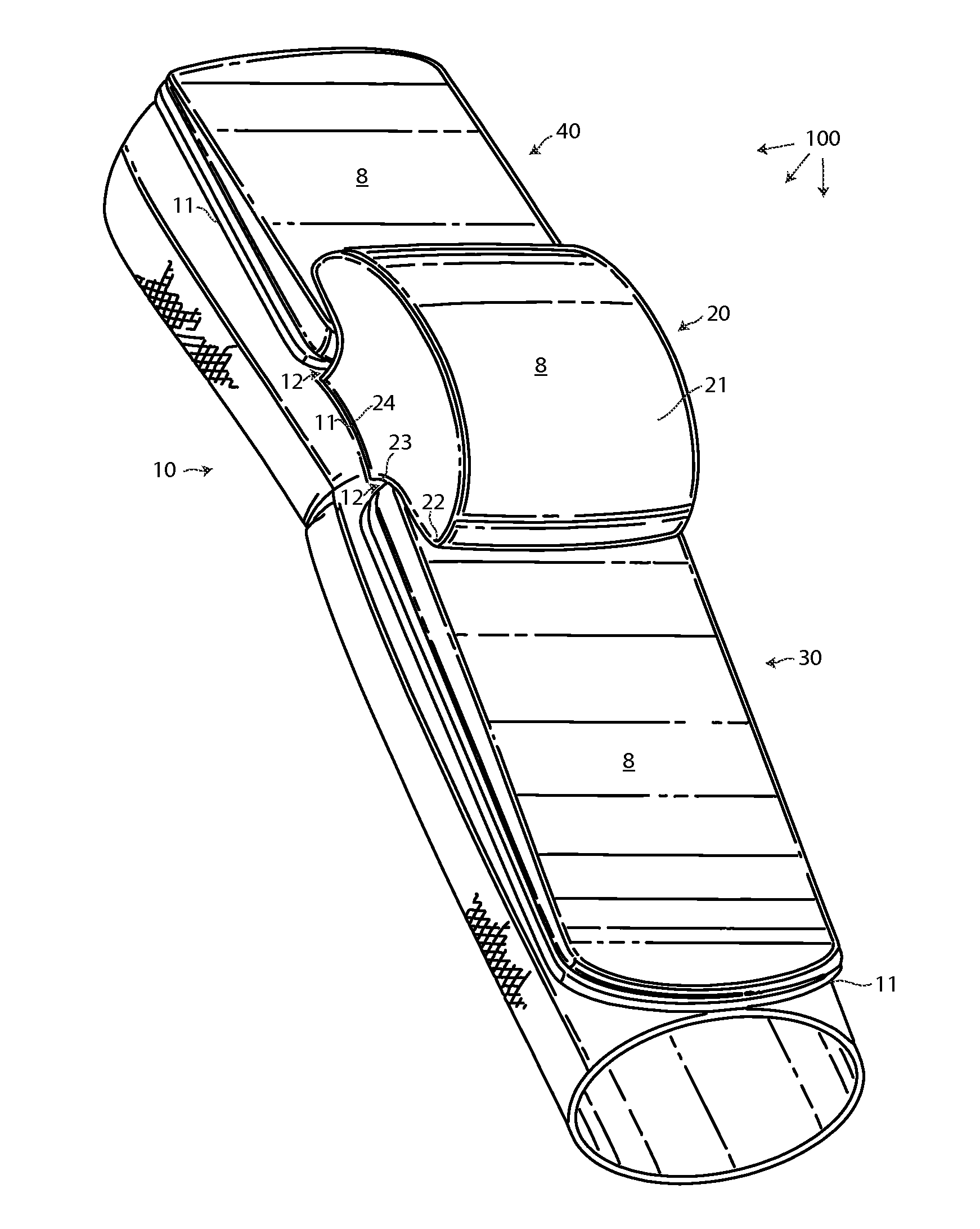 Articulated Tripartite Elbow-and-Knee-Area Protection