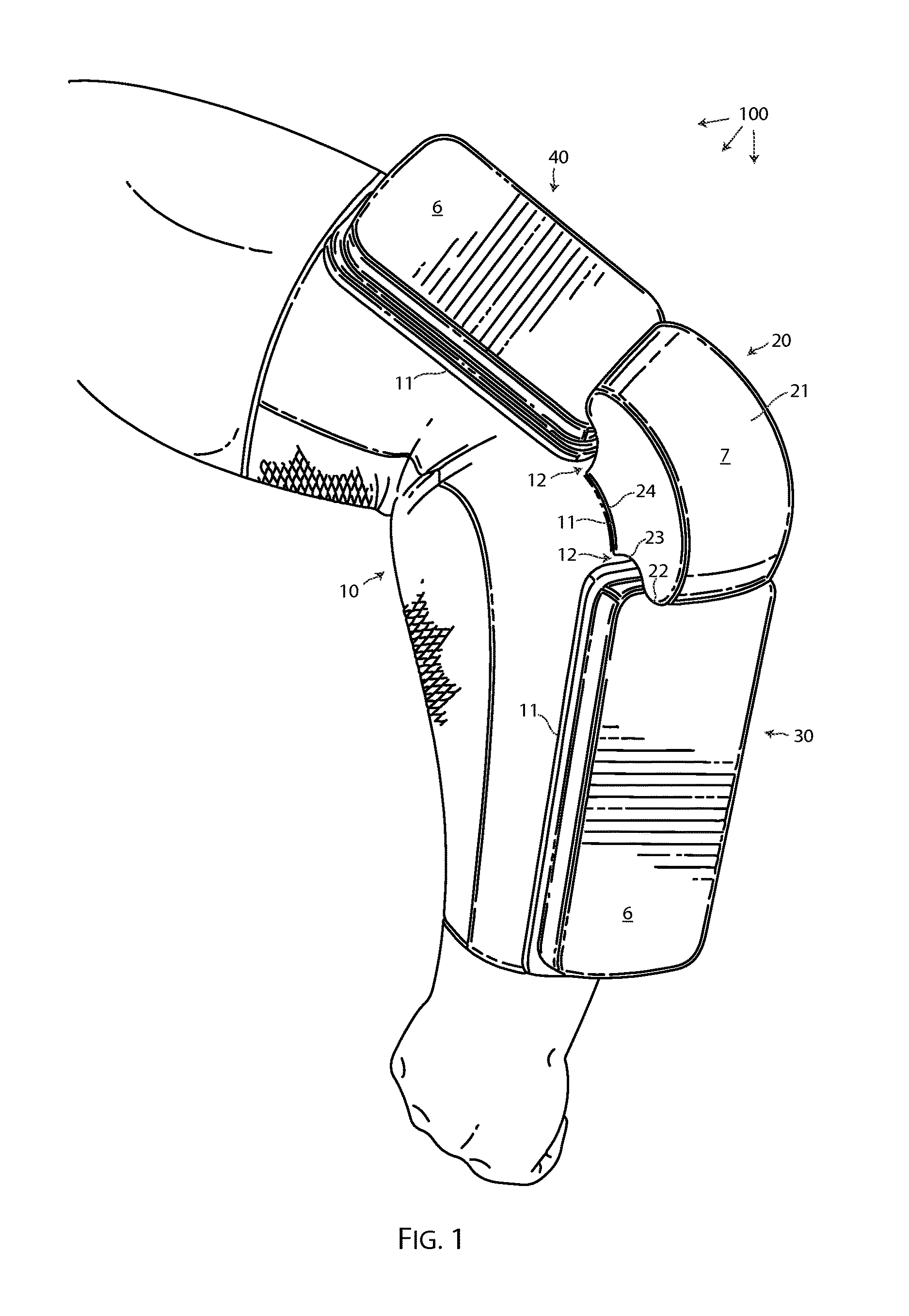 Articulated Tripartite Elbow-and-Knee-Area Protection