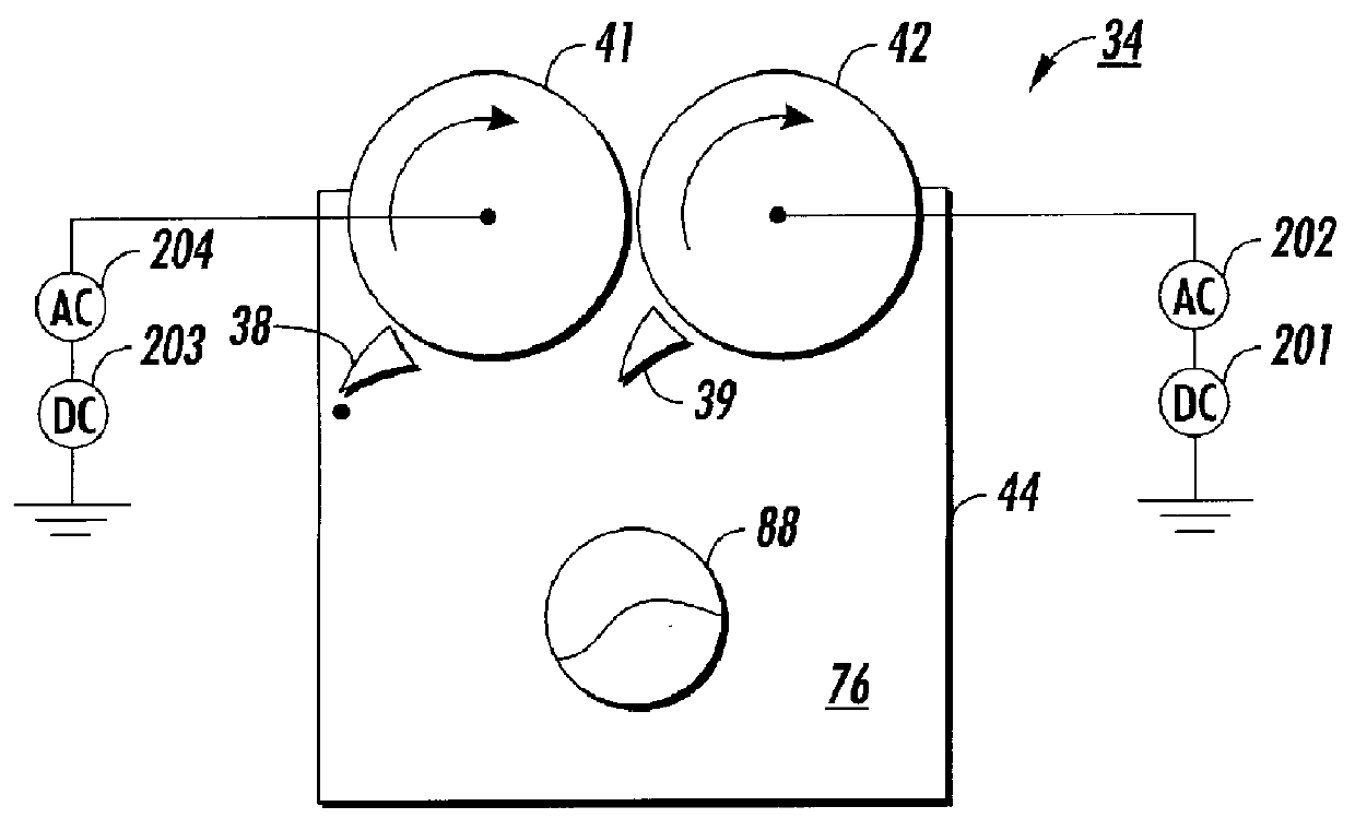 Development system with split function development rolls