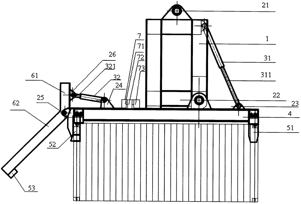 Air turnover machine opening and closing door in self-locking manner for container