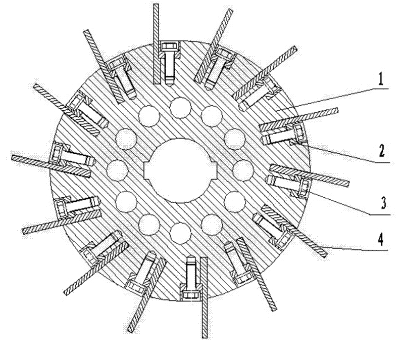 Blade combination method of crusher and combined blade of same