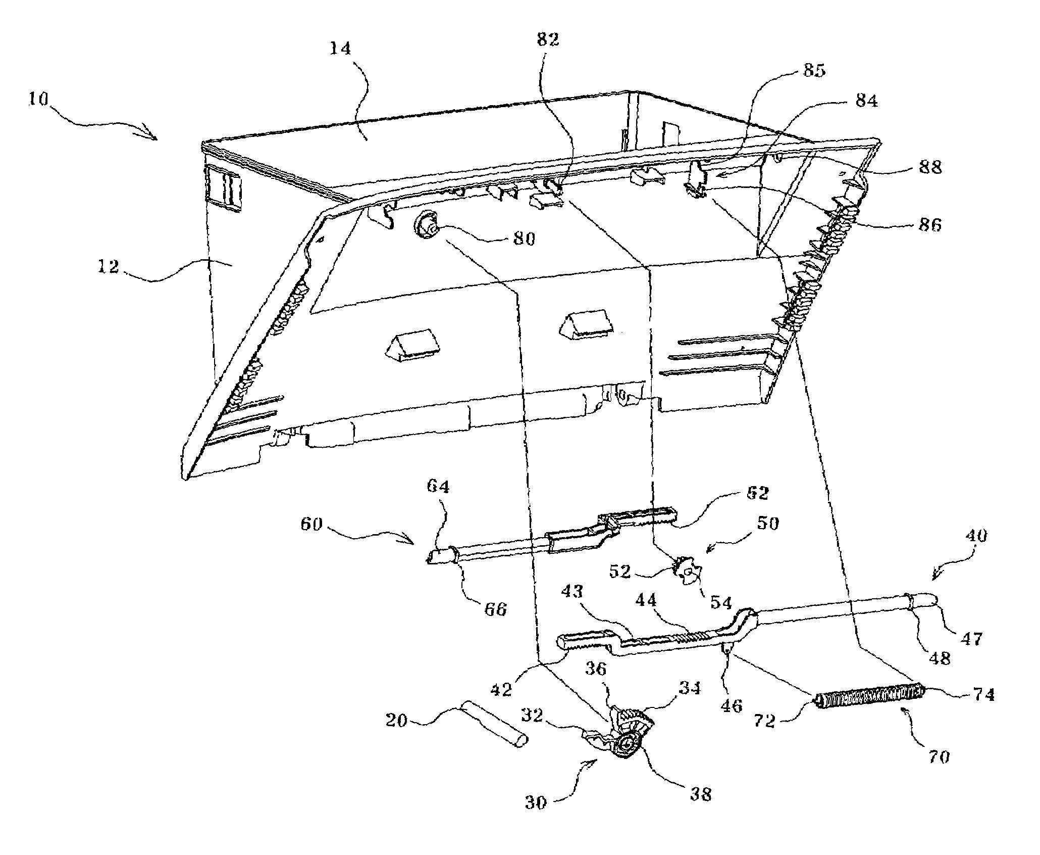 System for operating the rod of a glove box