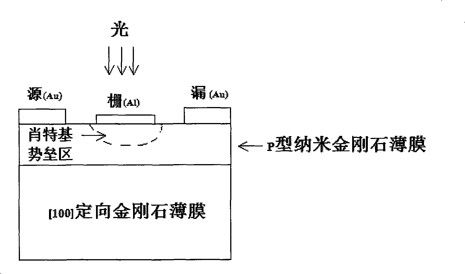 Preparing method of diamond thin-film field-effect photo-electric detector