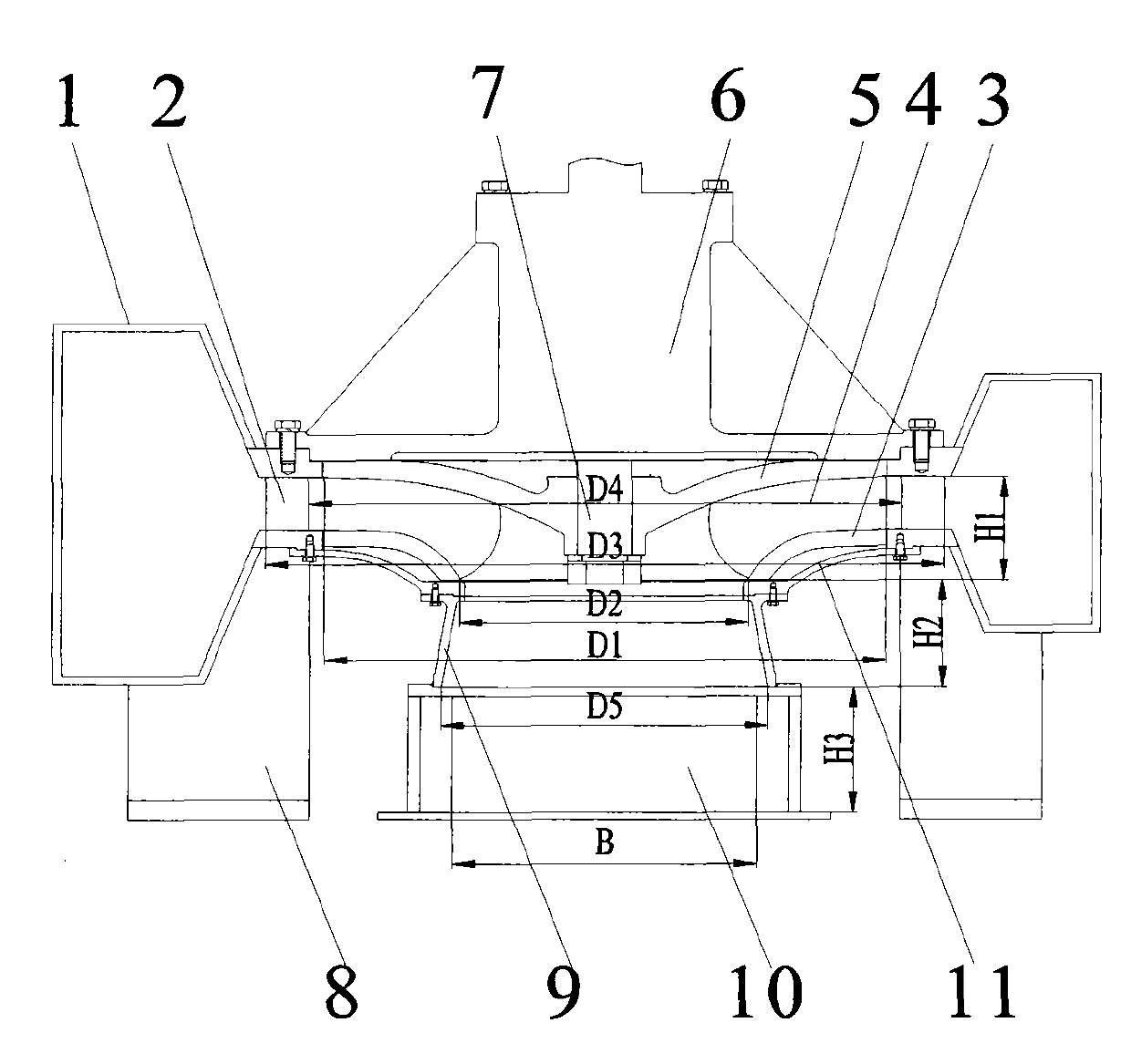 Direct connection low-speed small-scale mixed-flow turbine applied in hydrodynamic energy-saving cooling tower