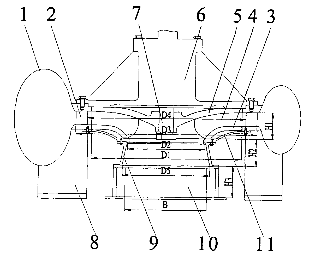 Direct connection low-speed small-scale mixed-flow turbine applied in hydrodynamic energy-saving cooling tower