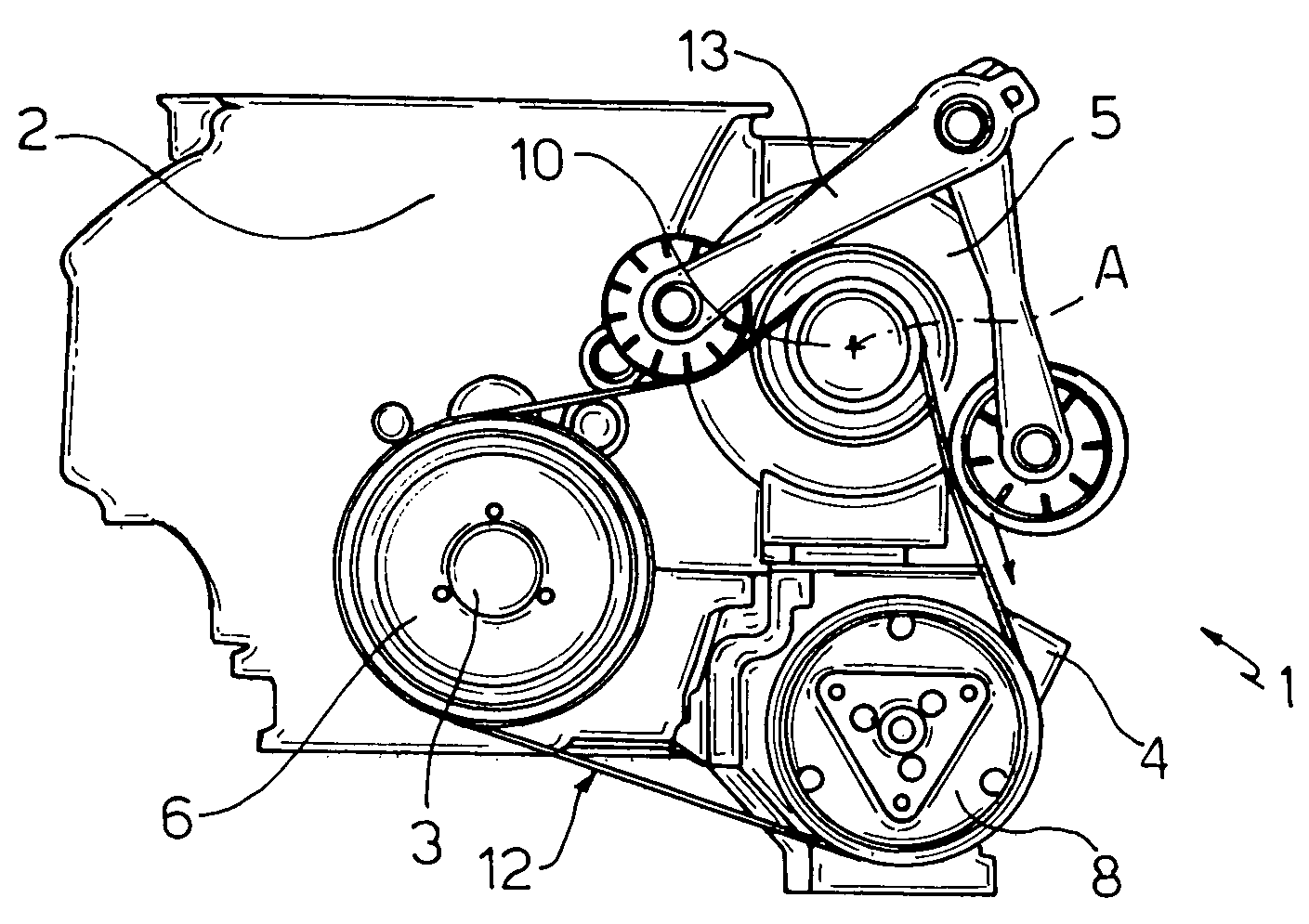 Belt drive assembly for driving accessory parts of an internal combustion engine, drive belt and pulleys suited to be used in said assembly