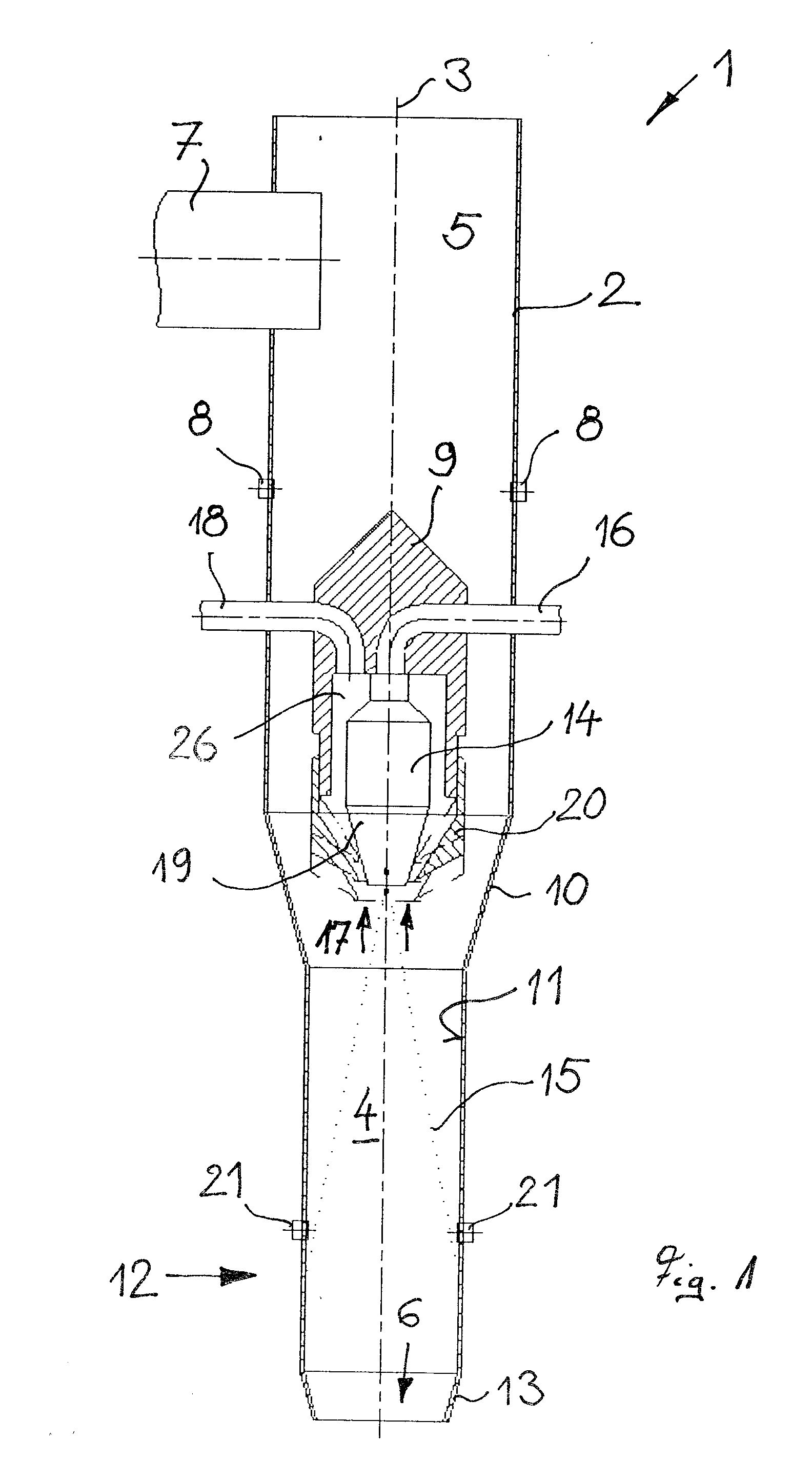 Device and Method for Admixing Liquids into Flowable Bulk Material