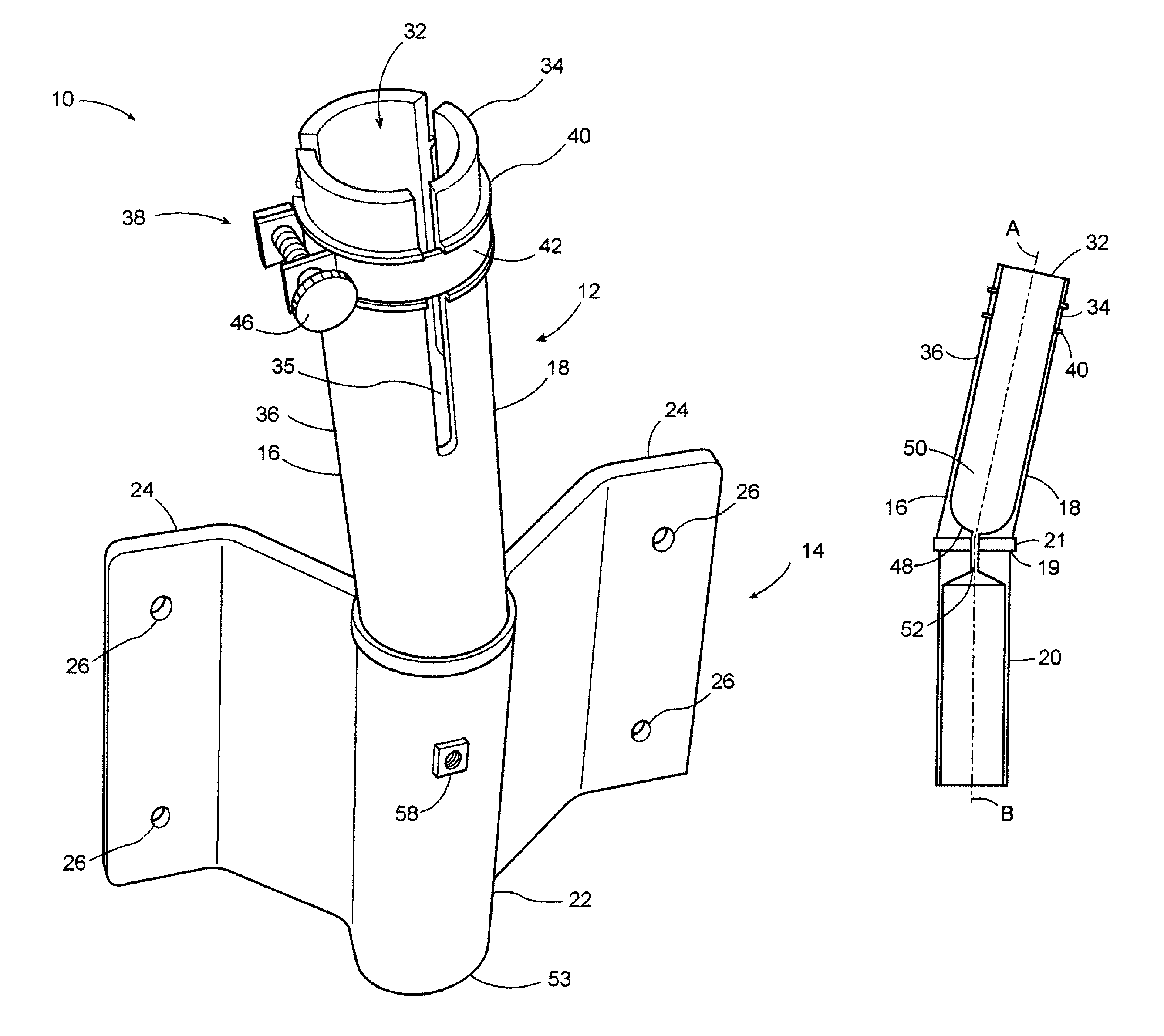 Two-part pole bracket